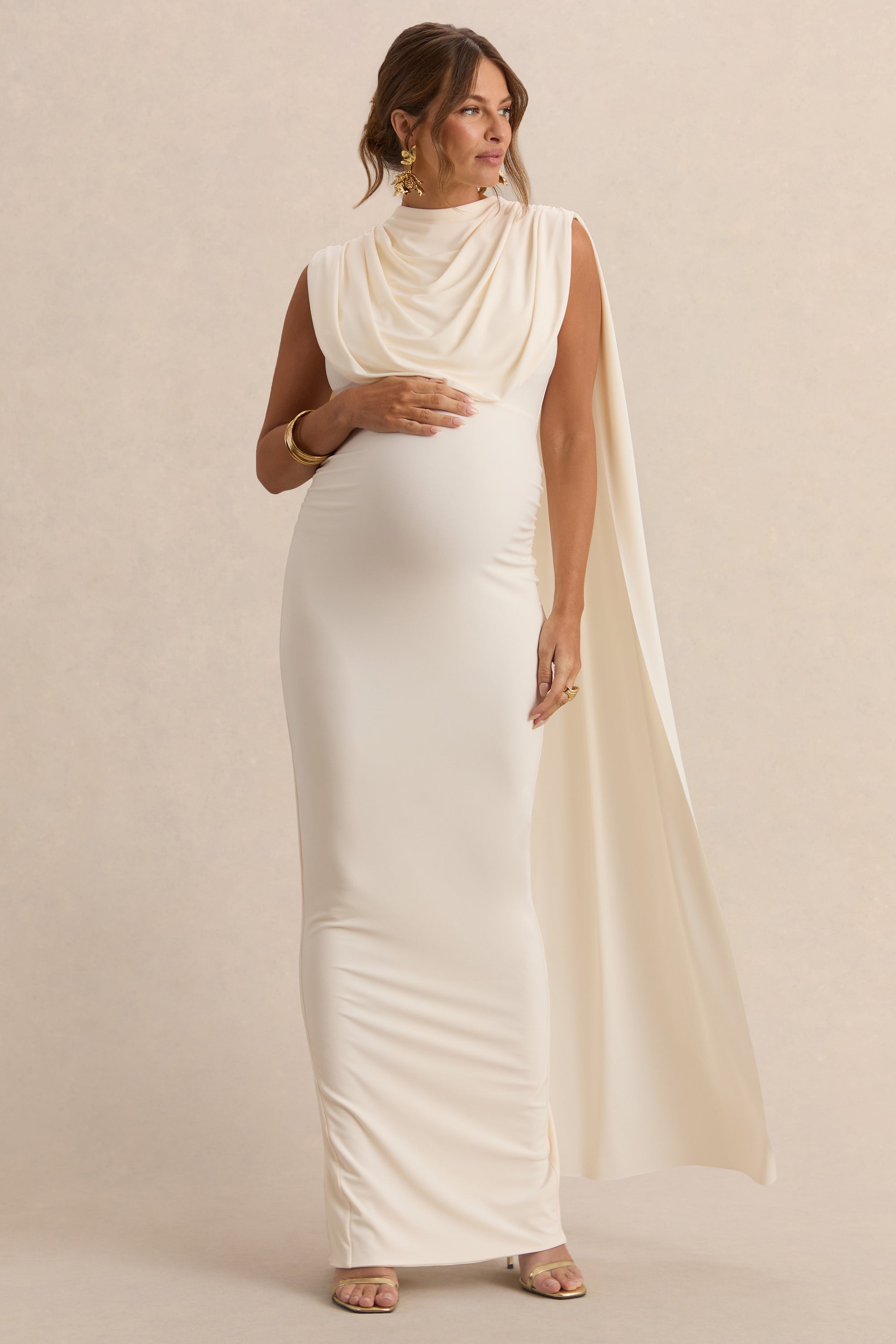 plus size cream maxi dress Plus Size Boho Cotton Maxi Dress: Cream Smocked Ruffle Gown - Isabella