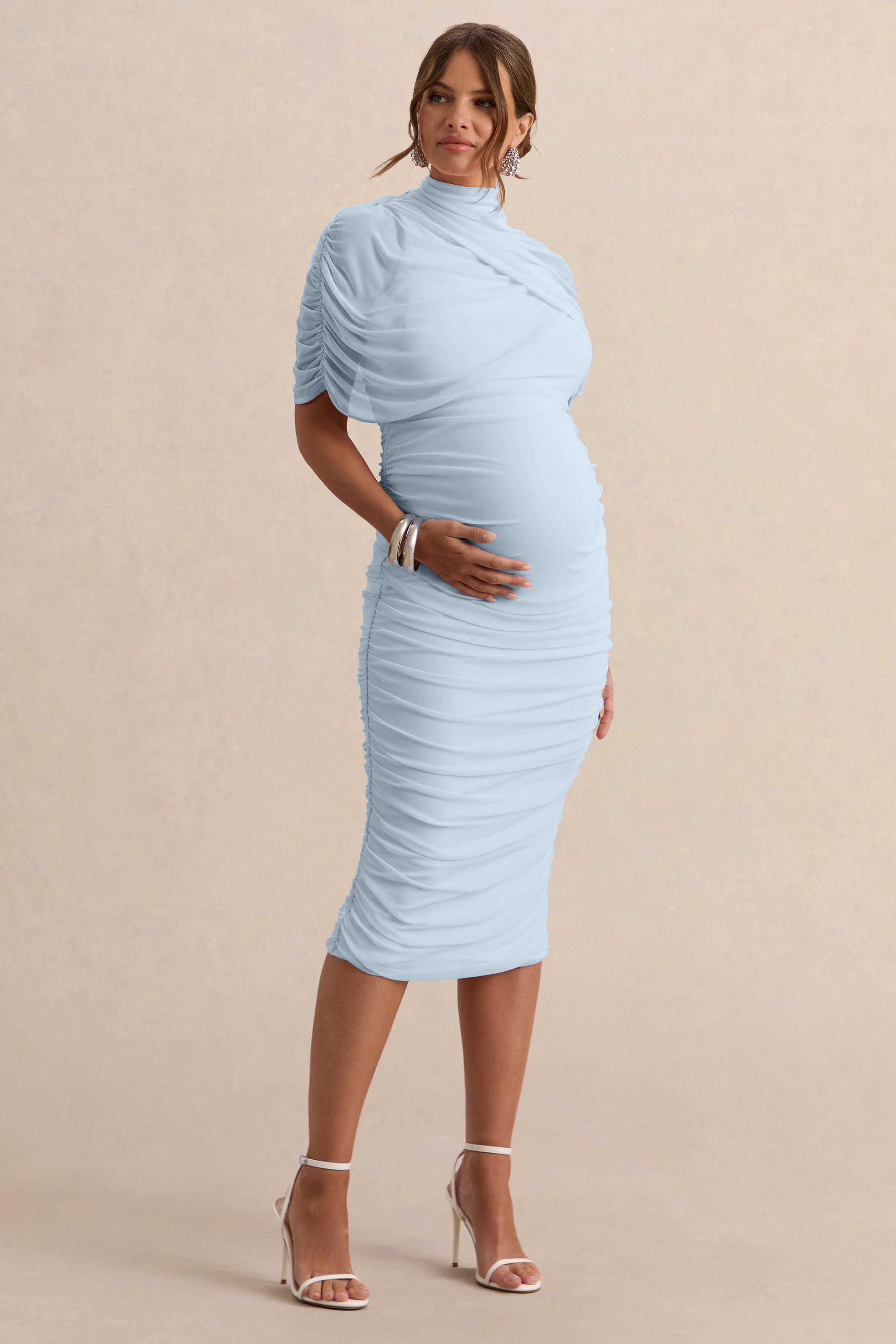 blue midi dress maternity Patiently Waiting