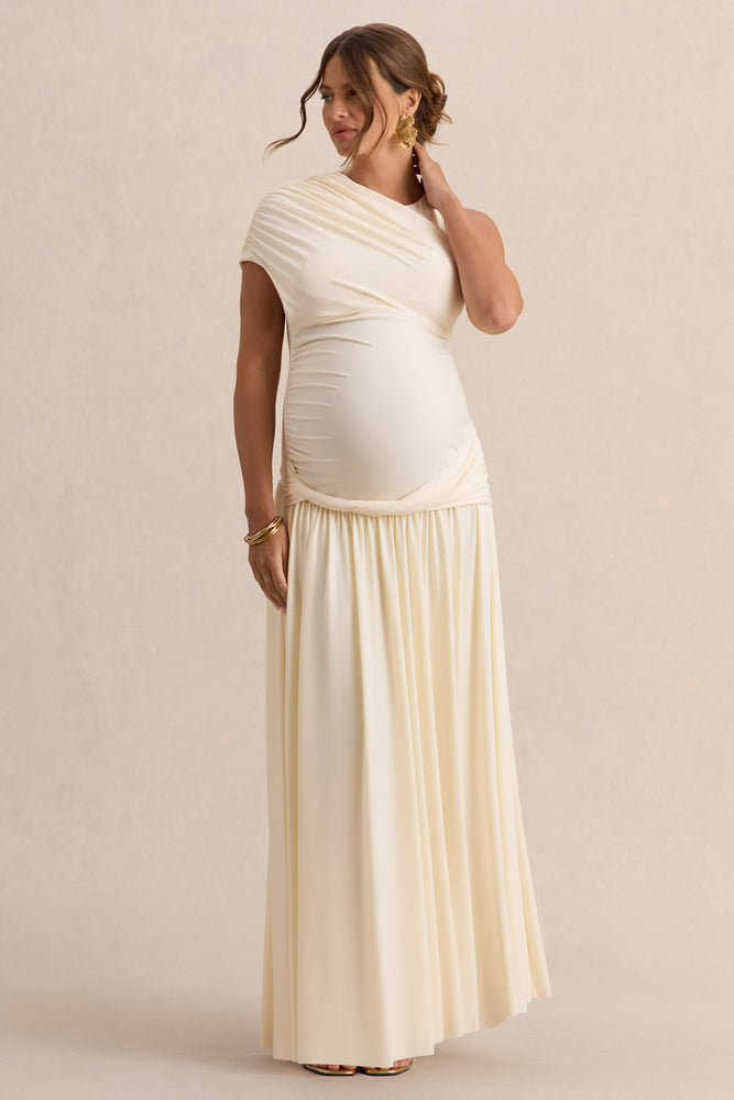 cream plus size dress Plus Size Boho Cotton Maxi Dress: Tiered Ruffle Cream Gown - Isabella