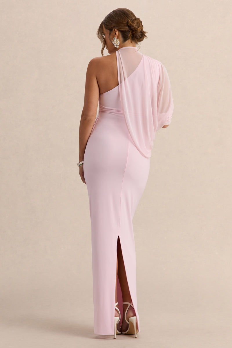 ECM_HR_CL138196081 - Merella-Light Pink High Neck Maternity Maxi Dress With Cape Sleeve 4.jpg