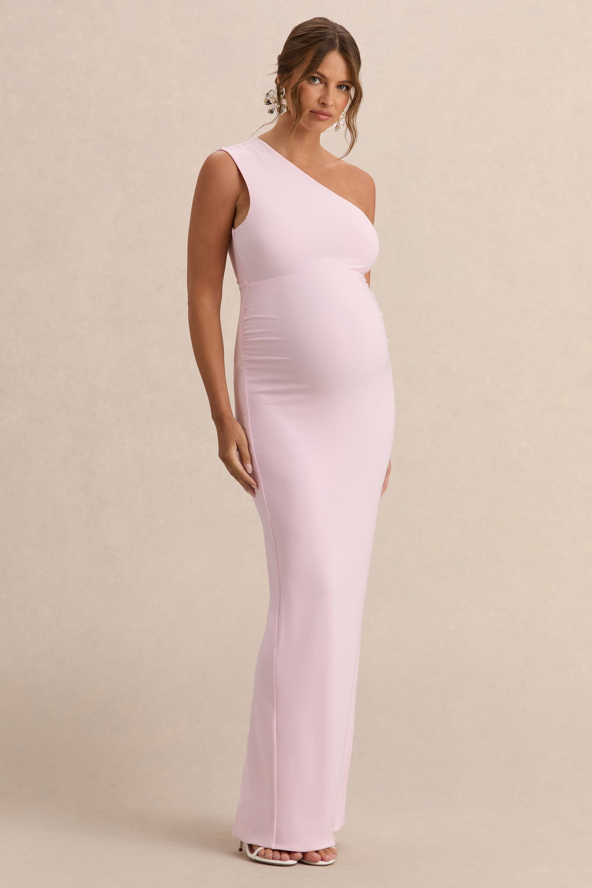 Merella | Light PINK High Neck Maternity Maxi Dress With Cape Sleeve - UK 14 Light PINK Merella | Light PINK High Neck Maternity Maxi Dress With Cape Sleeve - UK 14 Light PINK