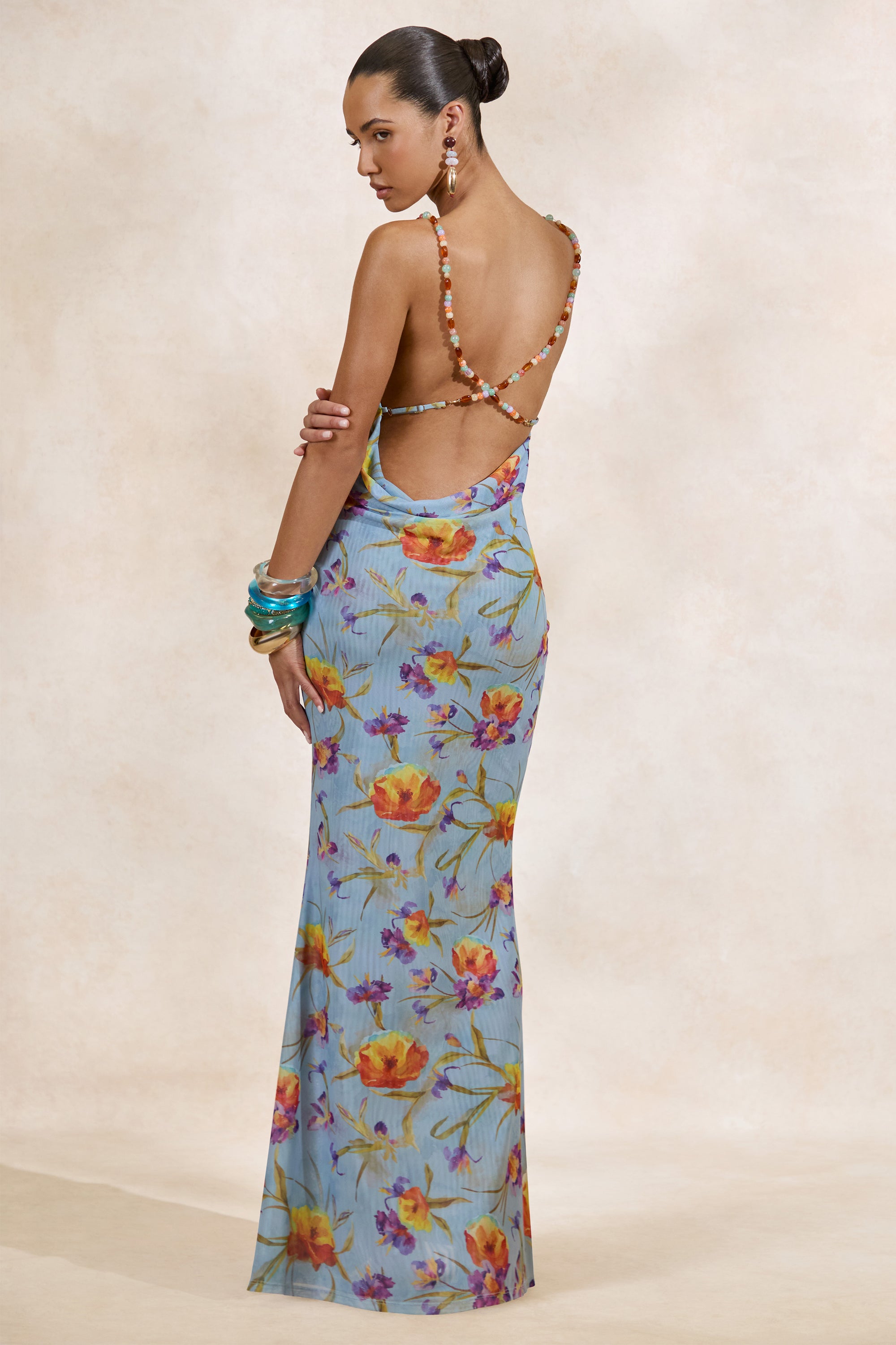 floral mesh maxi dress Avani Blue - M Size - Women's Dresses stopping mesh maxi dress Raisa | BLUE Floral Mesh