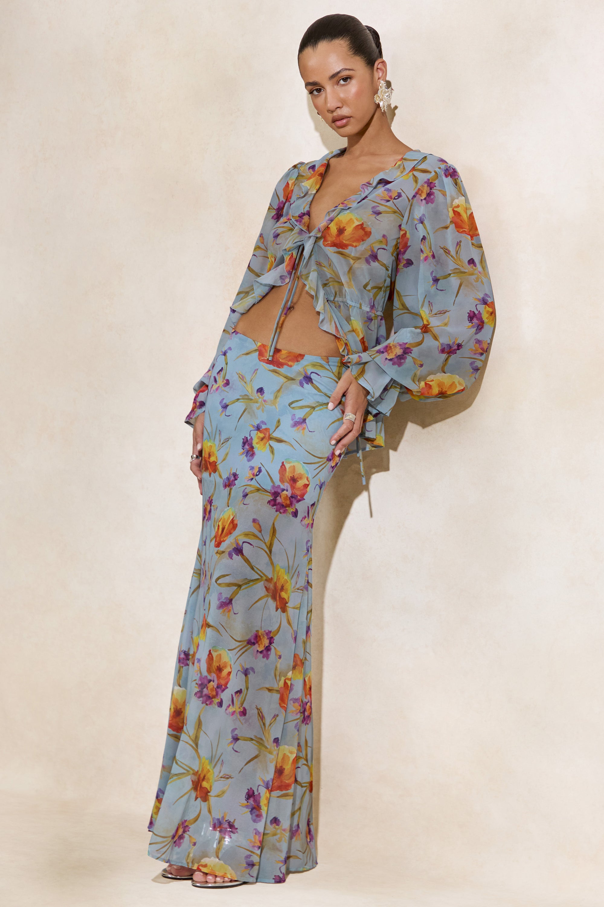 CL138216016 - Alveta _ Blue Floral Chiffon Sheer Maxi Skirt 2.jpg