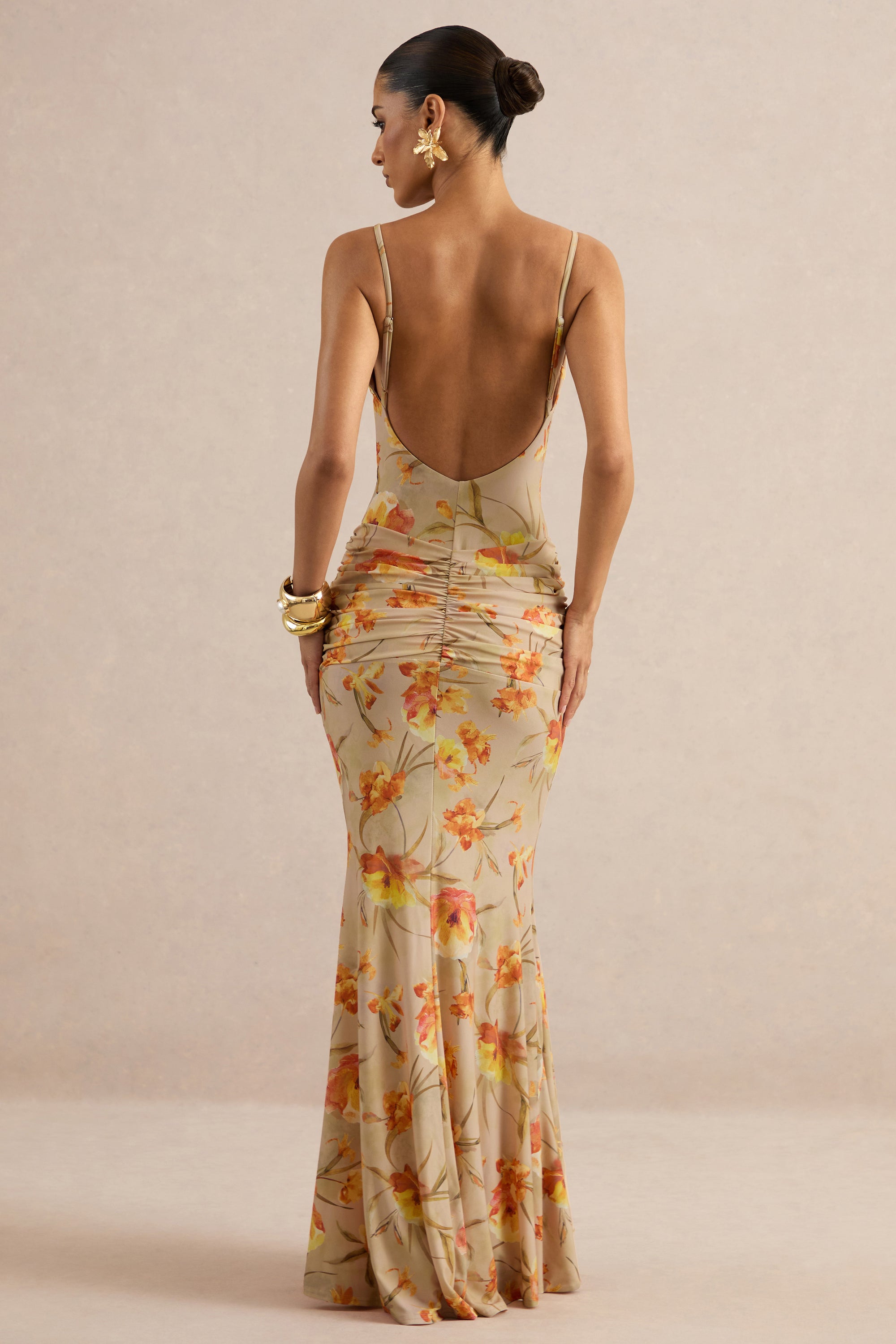 ECM_HR_CL138217070 - Amali | Orange Floral V-Neck Maxi Dress With Ruffled Detailing 5.jpg