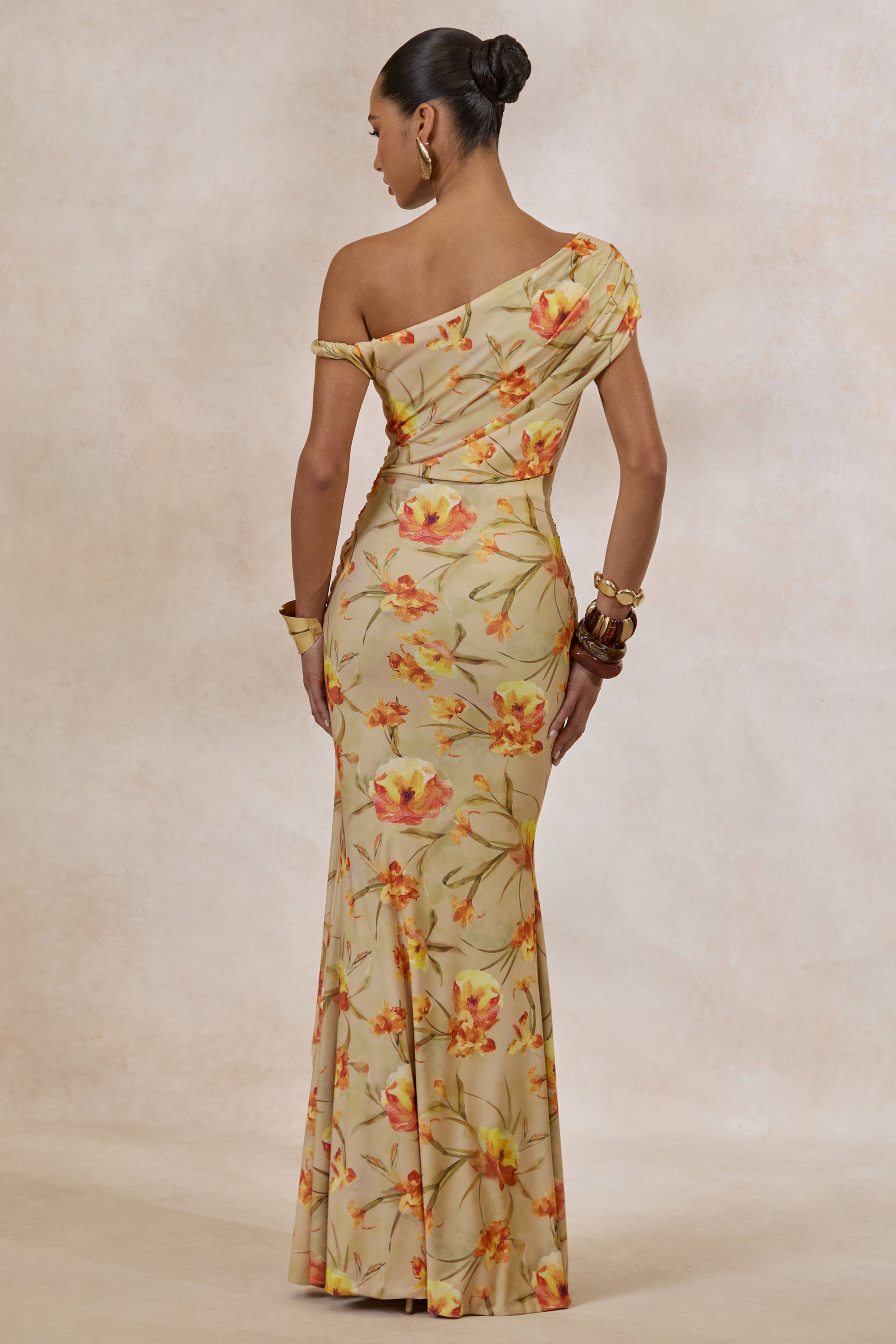 ECM_HR_CL138225070 - Asiya _ Orange Floral Asymmetric-Neck Maxi Dress With Gathered Detailing 4.jpg
