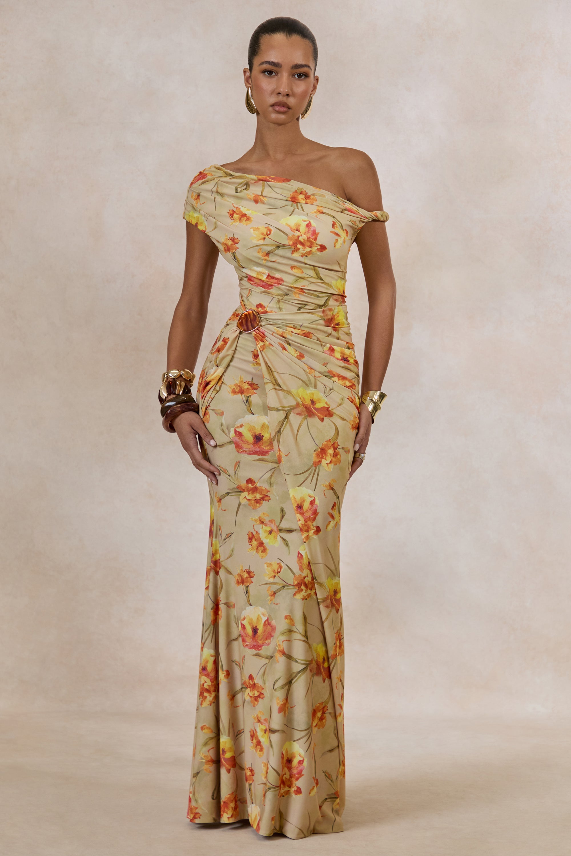 ECM_HR_CL138225070 - Asiya _ Orange Floral Asymmetric-Neck Maxi Dress With Gathered Detailing 5.jpg