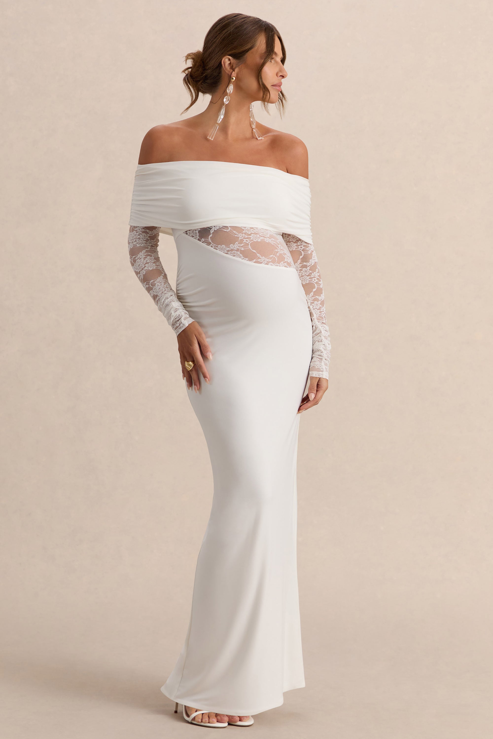 white maternity maxi dress BUMPSUIT