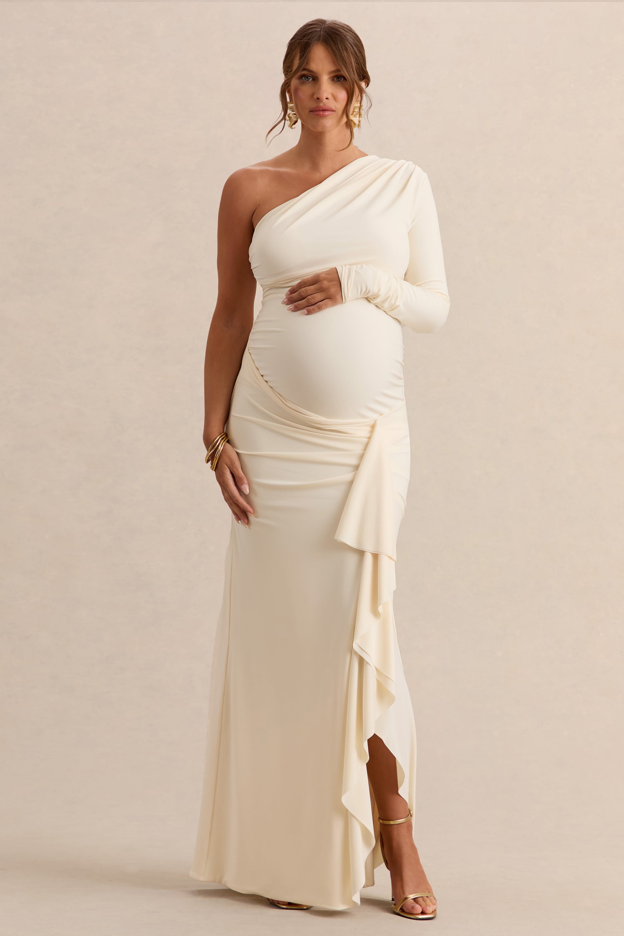 silk dress maternity Extra Long Silky Photoshoot Fabric Casual dresses A sleek Maternity Gwen Satin Dress |