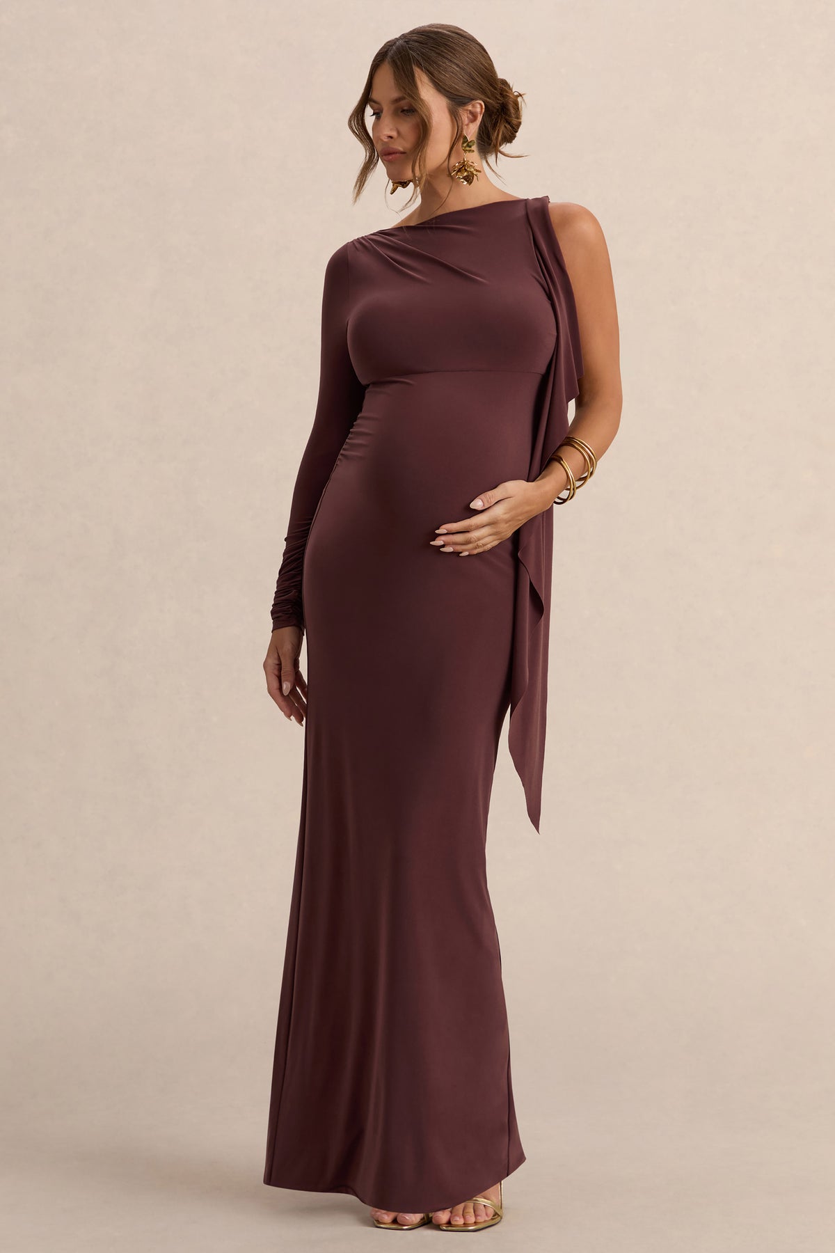 boat neck brown dress Aileen Brown Boat Neck Mini Dress - US 14