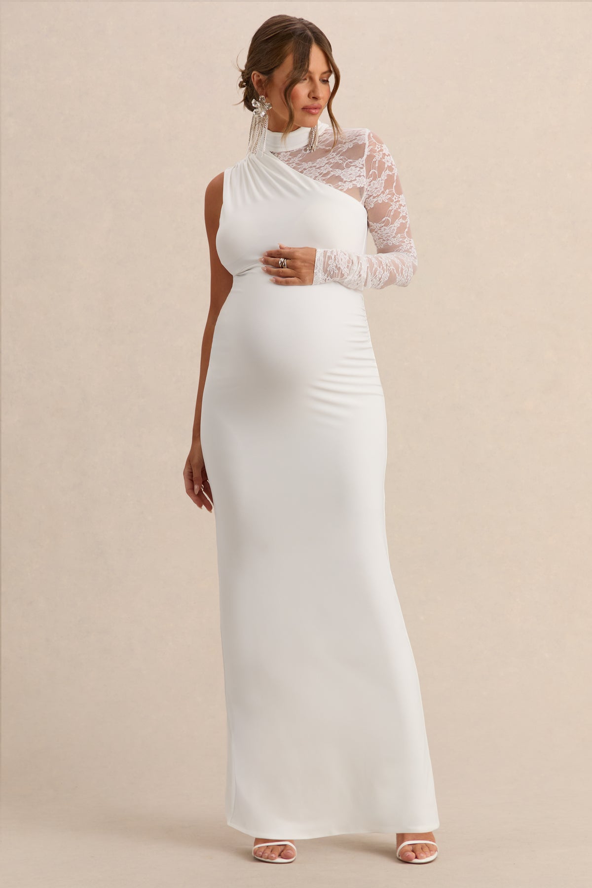 ECM_HR_CL138250110  - Hartley - White High-Neck Maternity Maxi Dress With Lace Detailing 1.jpg