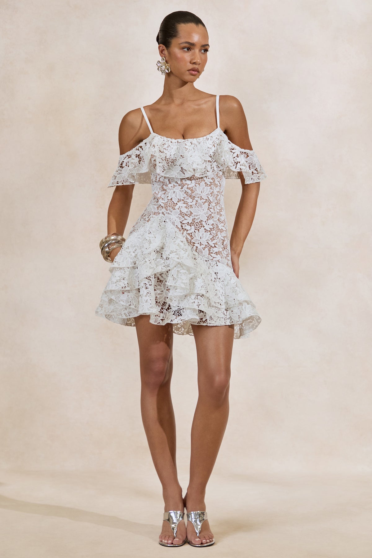 CL138260110 - Lyris _ White Lace Scoop-Neck Mini Dress With Ruffled Detailing1.jpg