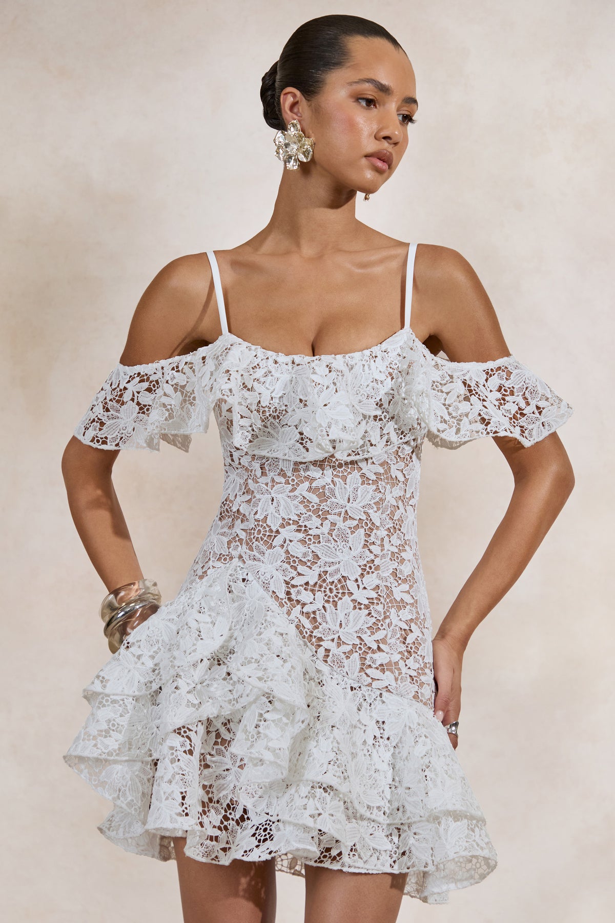 CL138260110 - Lyris _ White Lace Scoop-Neck Mini Dress With Ruffled Detailing2.jpg