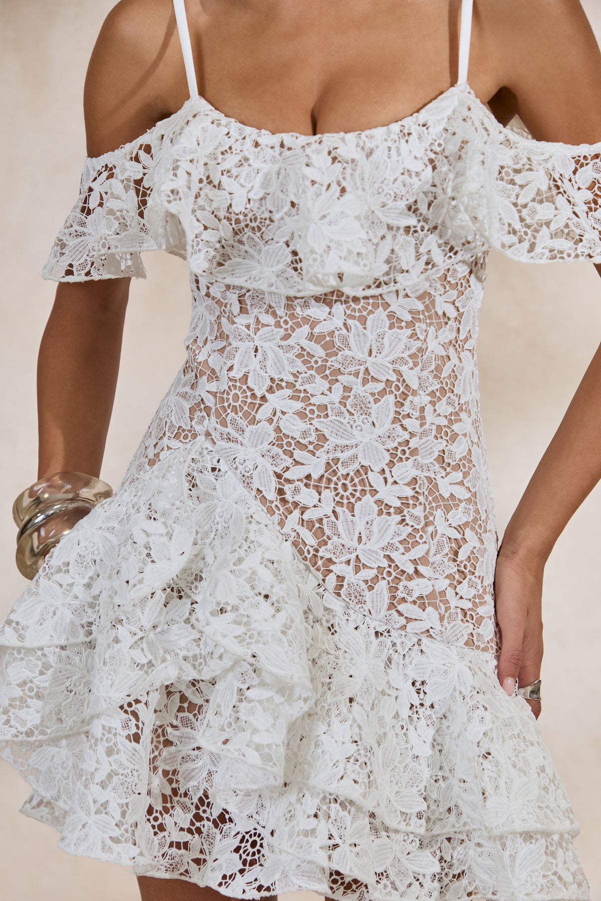 CL138260110 - Lyris _ White Lace Scoop-Neck Mini Dress With Ruffled Detailing4.jpg