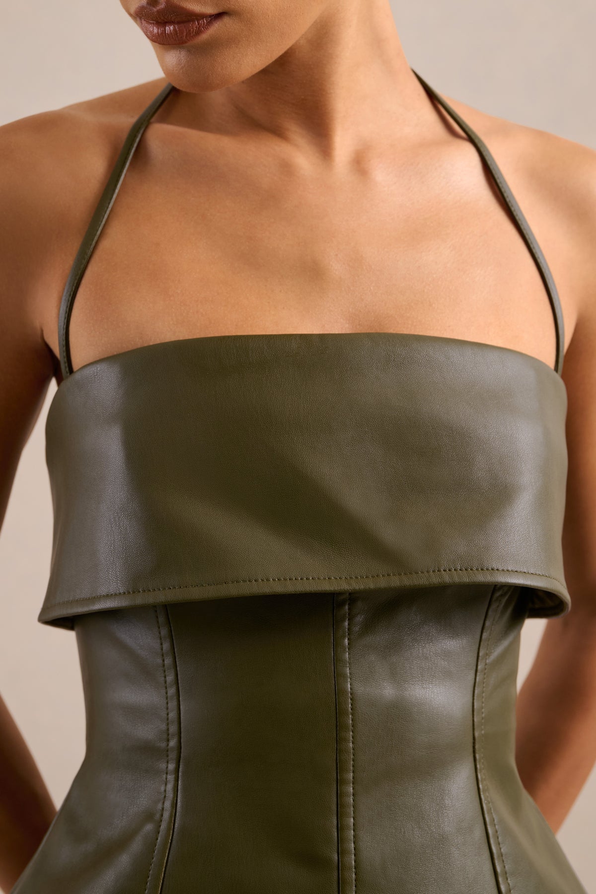 CL138273035 - Gaelina - Khaki Halter-Neck Tailored Top5.jpg
