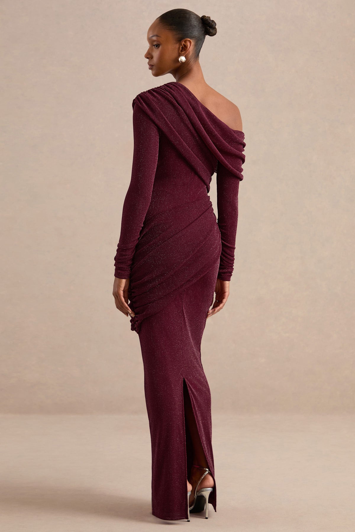 CL13837410206_ECM_HR_CL138374102_Annemarie_Burgundy_Mesh_Asymmetric-Neck_Maxi_Dress_With_Draped_Detailing_45