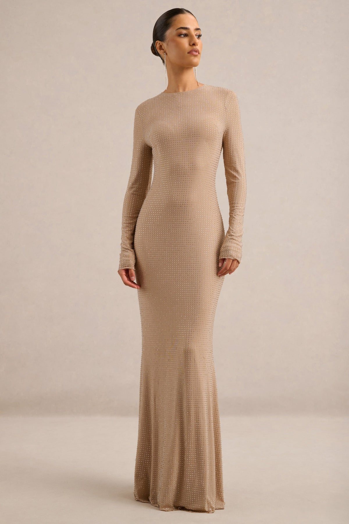 CL13839406006_ECM_HR_CL138394060_-_Garance___Champagne_Hotfix_Round-Neck_Maxi_Dress_With_Feather_Trim_Cuffs5