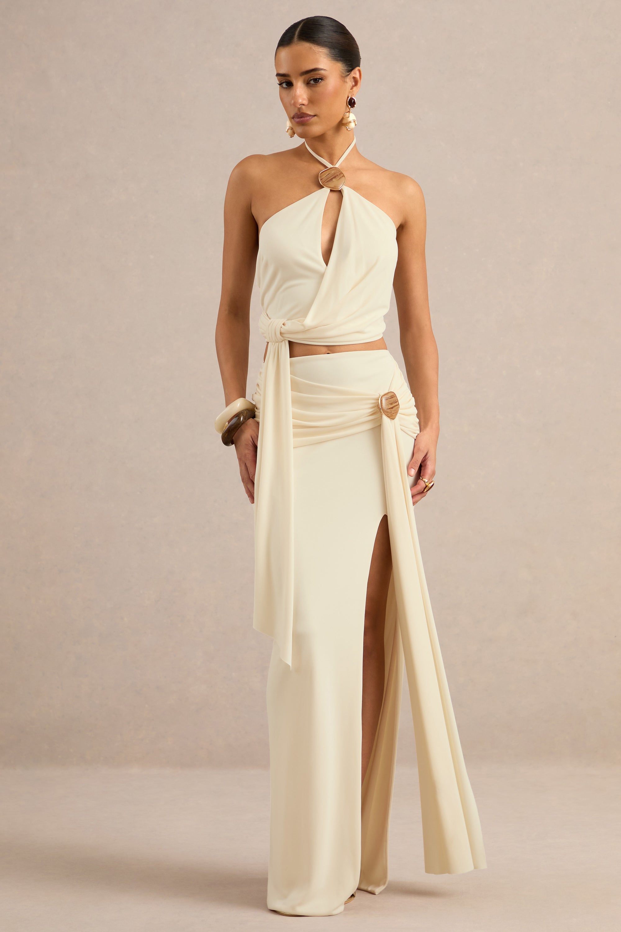 CL138405111 - Liviana _ Cream Maxi Skirt With Gathered Detailing And Gold Detail0.jpg