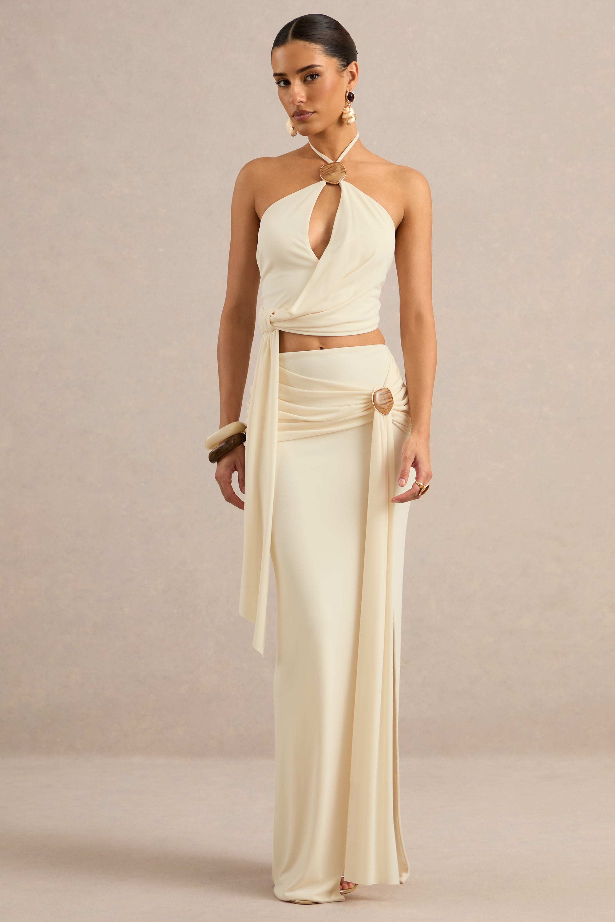 CL138405111 - Liviana _ Cream Maxi Skirt With Gathered Detailing And Gold Detail2.jpg