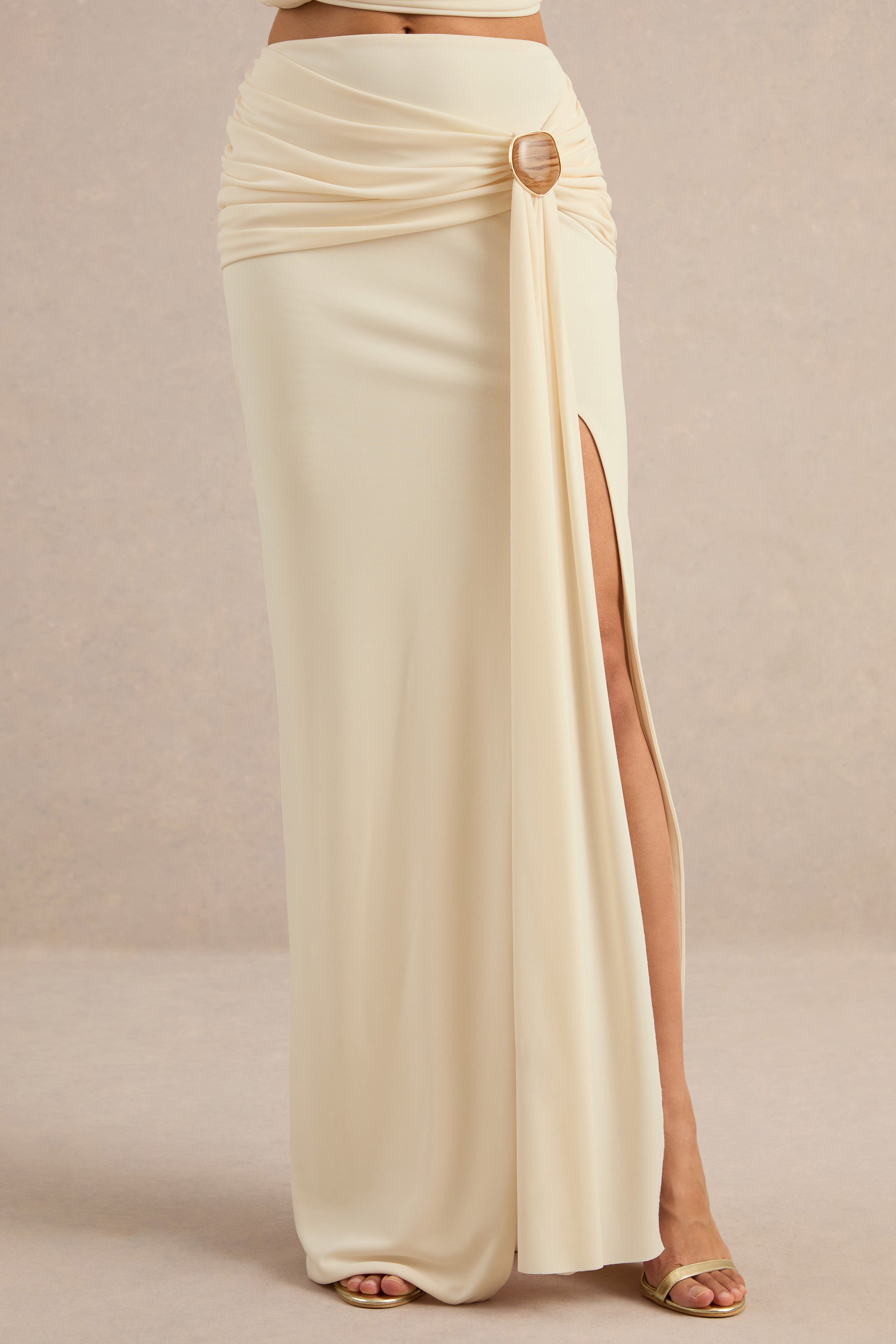 CL138405111 - Liviana _ Cream Maxi Skirt With Gathered Detailing And Gold Detail5.jpg