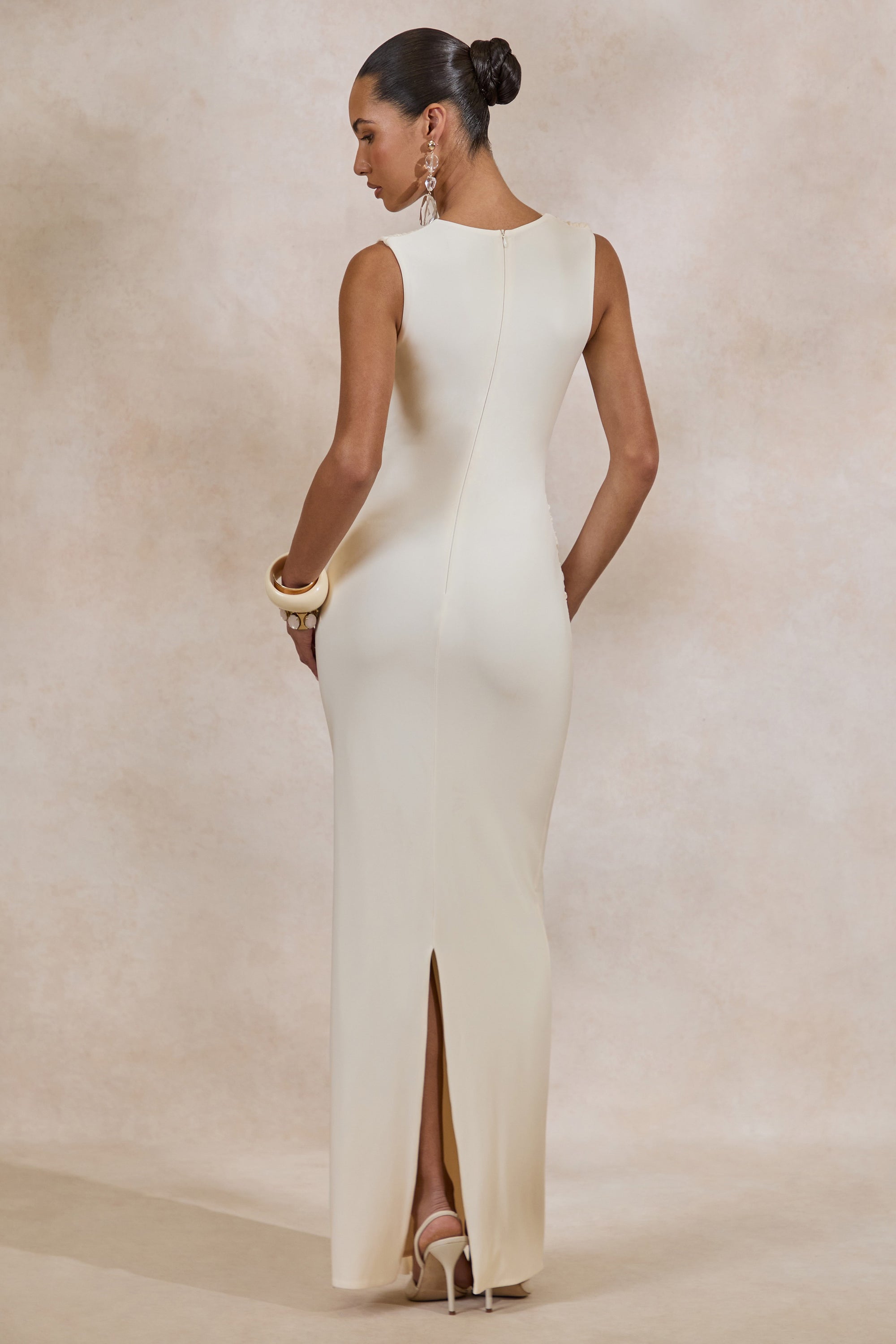 ECM_HR_CL138423111 - Nalina _ Cream Plunge-Neck Maxi Dress With Gathered Detailing And Gold Detail5.jpg