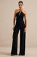 ECM_HR_CL138435001 - Avani | Black Halter-Neck Jumpsuit With Gathered Detailing And Gold Detail 0.jpg