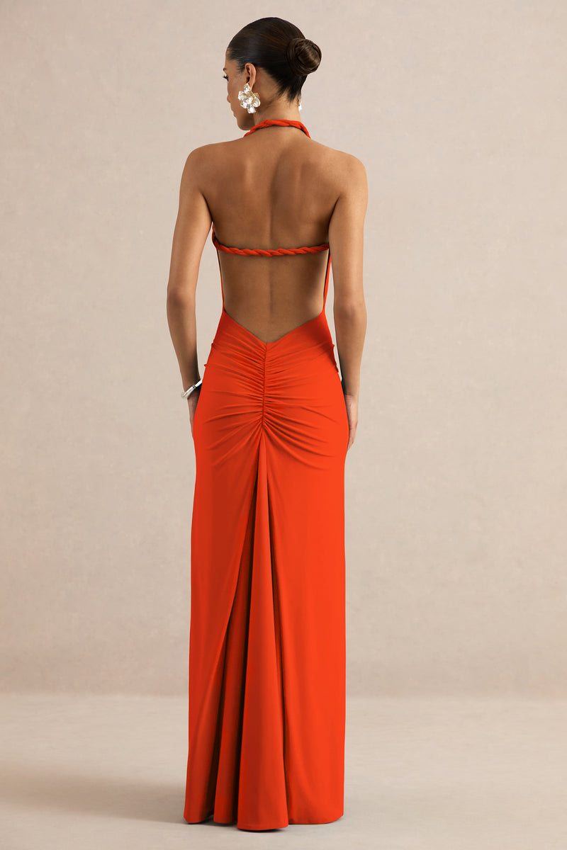 CL138447070 -Elirae | Orange Asymmetric-Neck Maxi Dress With Twist Strap And Front High Split8.jpg