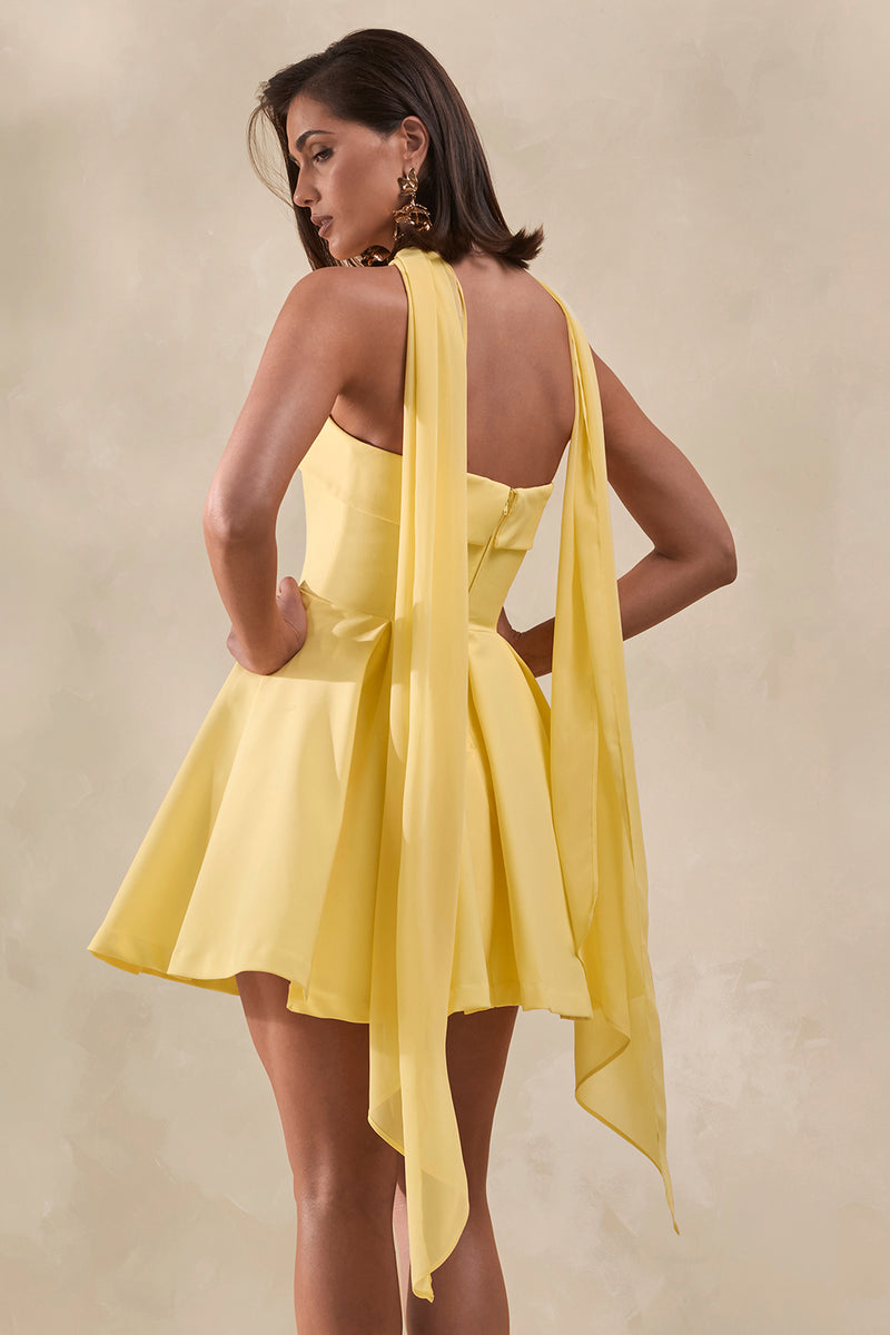 bandeau skater mini dress Bruna | Lemon Bandeau Skater Mini Dress