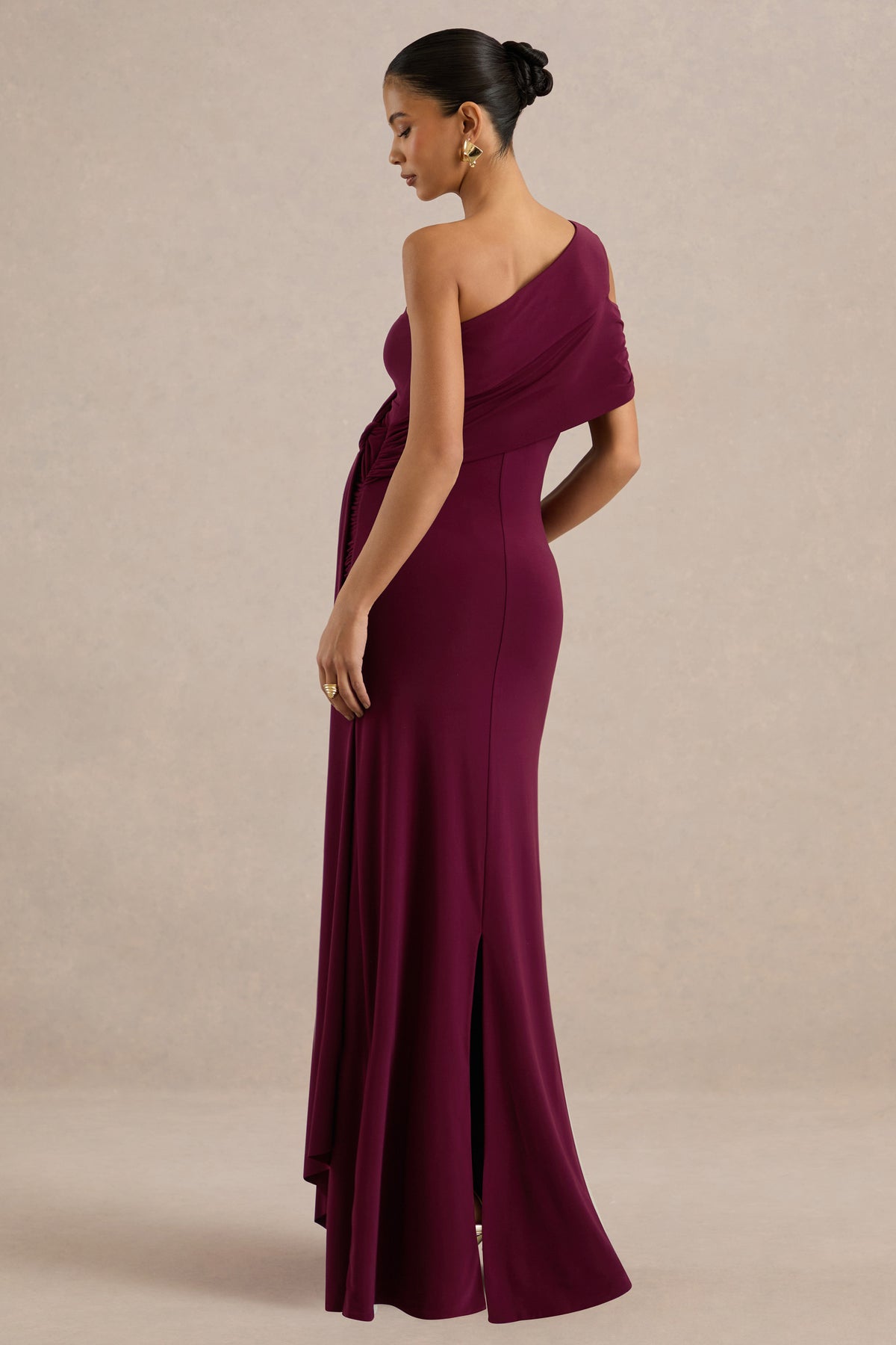 ECM_HR_CL138507102 - Faren _ Burgundy Asymmetric-Neck Maternity Maxi Dress With Gathered Detailing6.jpg