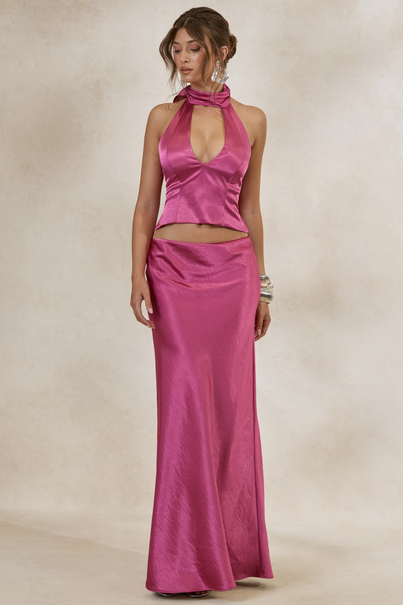 ECM_HR_CL138550080 - Lareina _ Hot Pink Satin Maxi Skirt + CL138549080 - Lareina _ Hot Pink Satin Halter-Neck Top 0.jpg