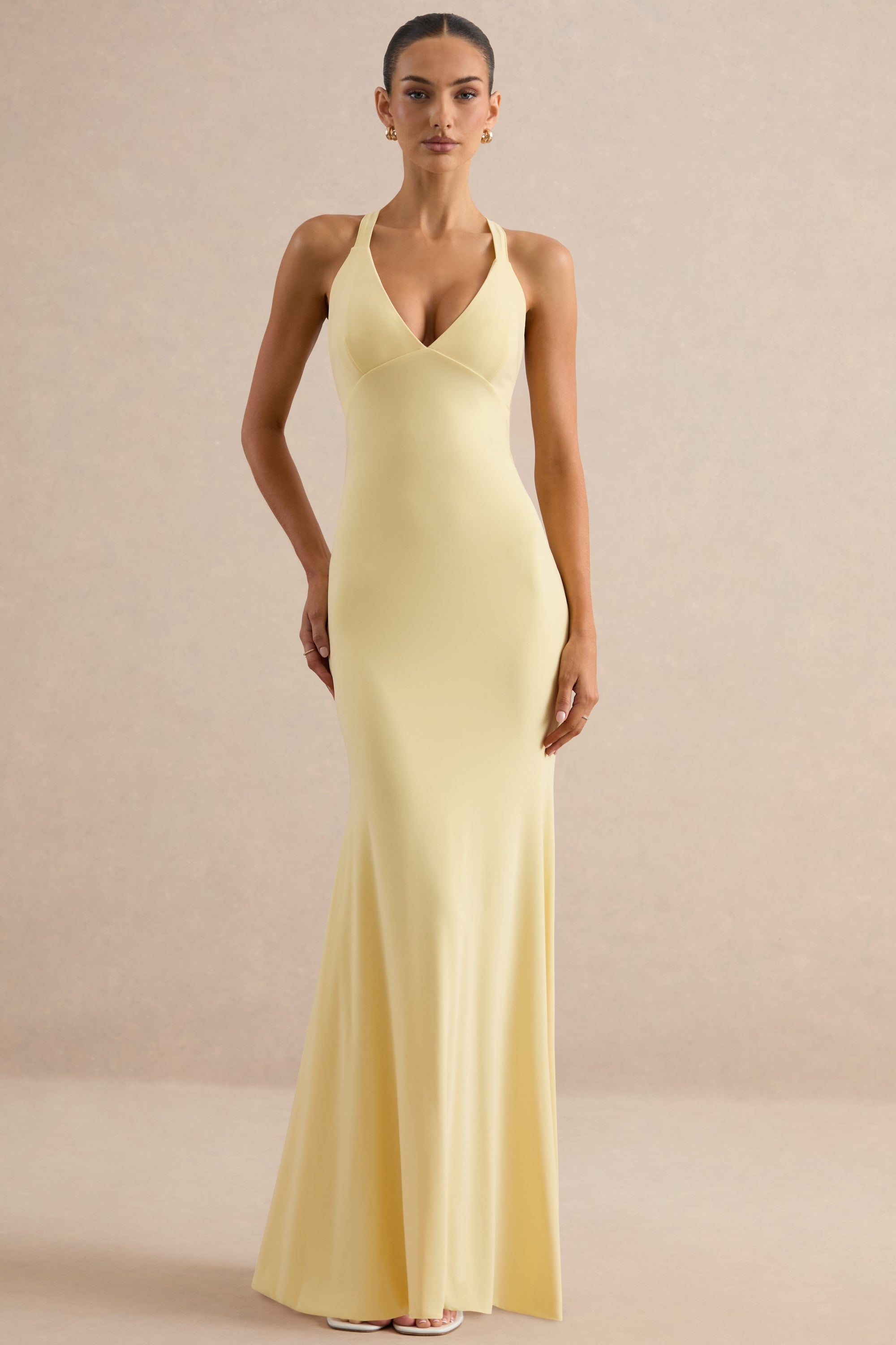 halter neck fishtail maxi dress in ivory The Big Day