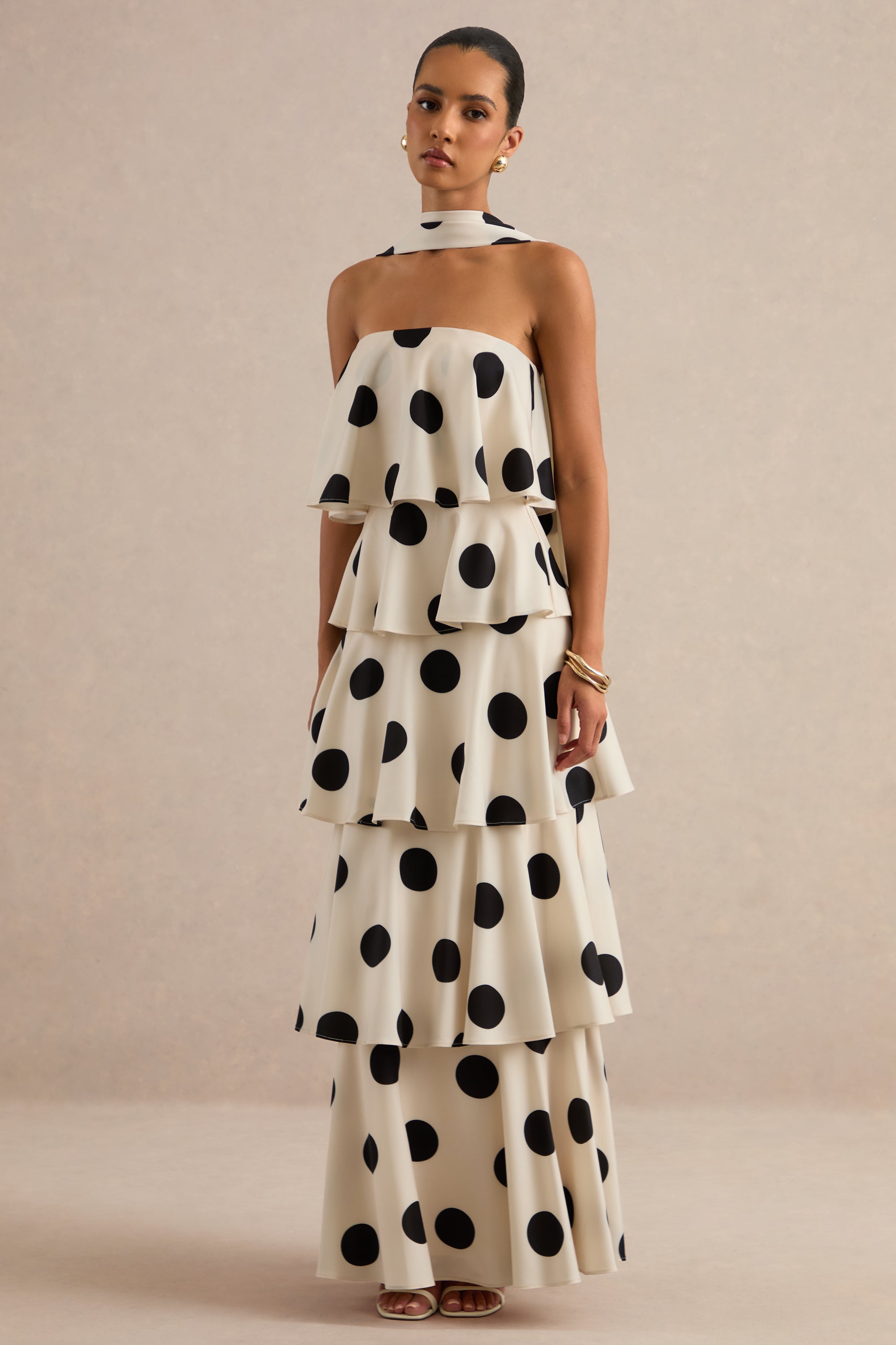 ECM_HR_CL138631111 - Talise _ Cream Polka-Dot Satin Bandeau-Neck Tiered Maxi Dress With Scarf Detail 1.jpg