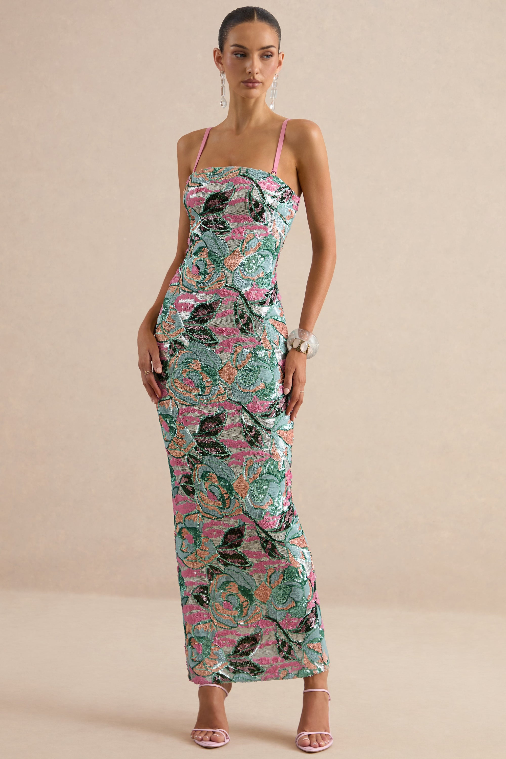 ECM_HR_CL138651013 - Xandra | Light Blue Floral Print Sequin Bandeau-Neck Maxi Dress 1.jpg