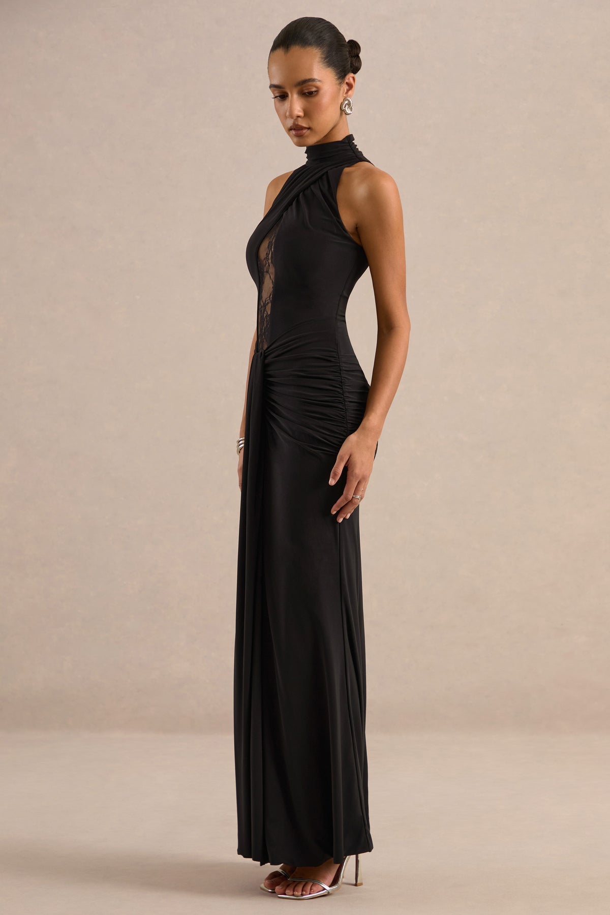 ECM_HR_CL138659001 - Breanne Black High-Neck Maxi Dress With Gathered Detailing And Lace Panel0.jpg