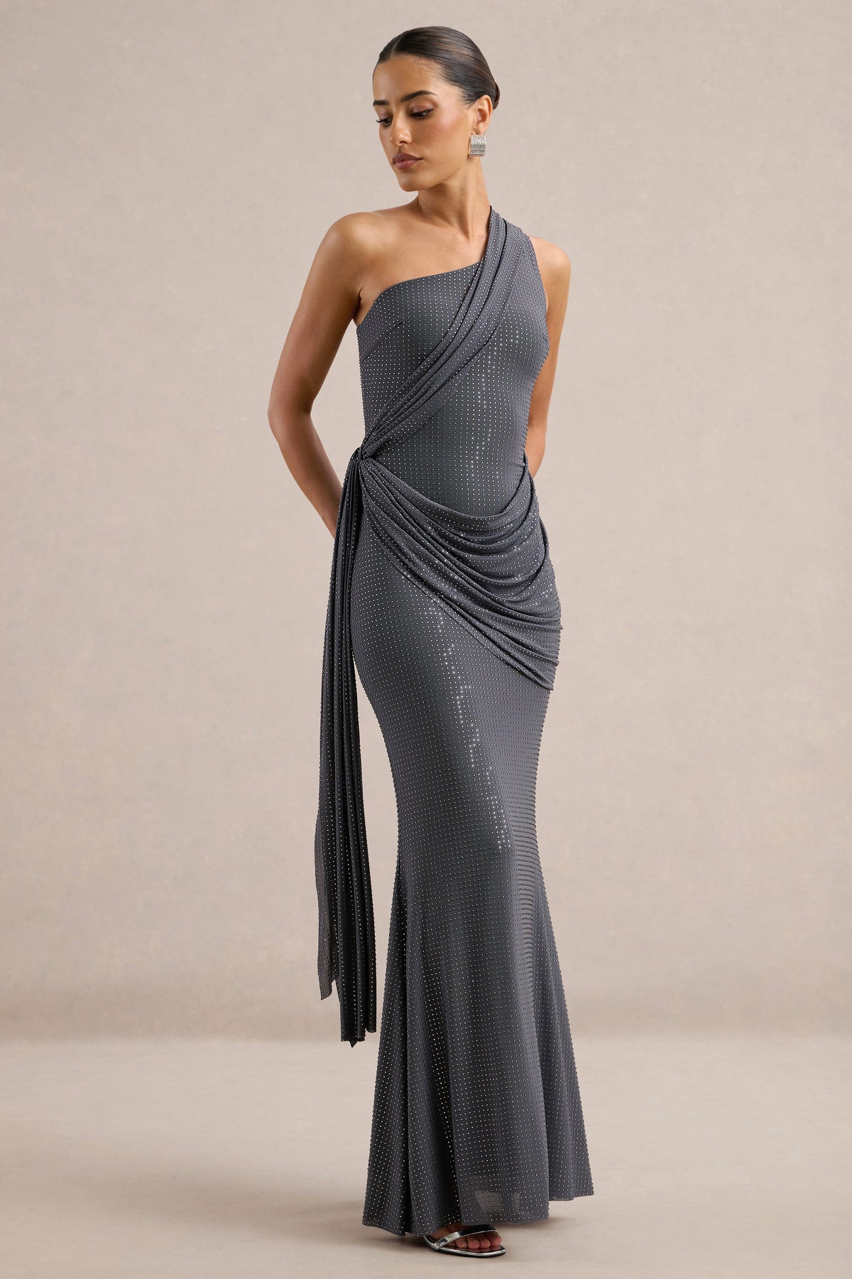 CL13869304206_ECM_HR_CL138693042_-_Anellae___Silver_Embellished_Asymmetric-Neck_Maxi_Dress_With_Gathered_Detailing2