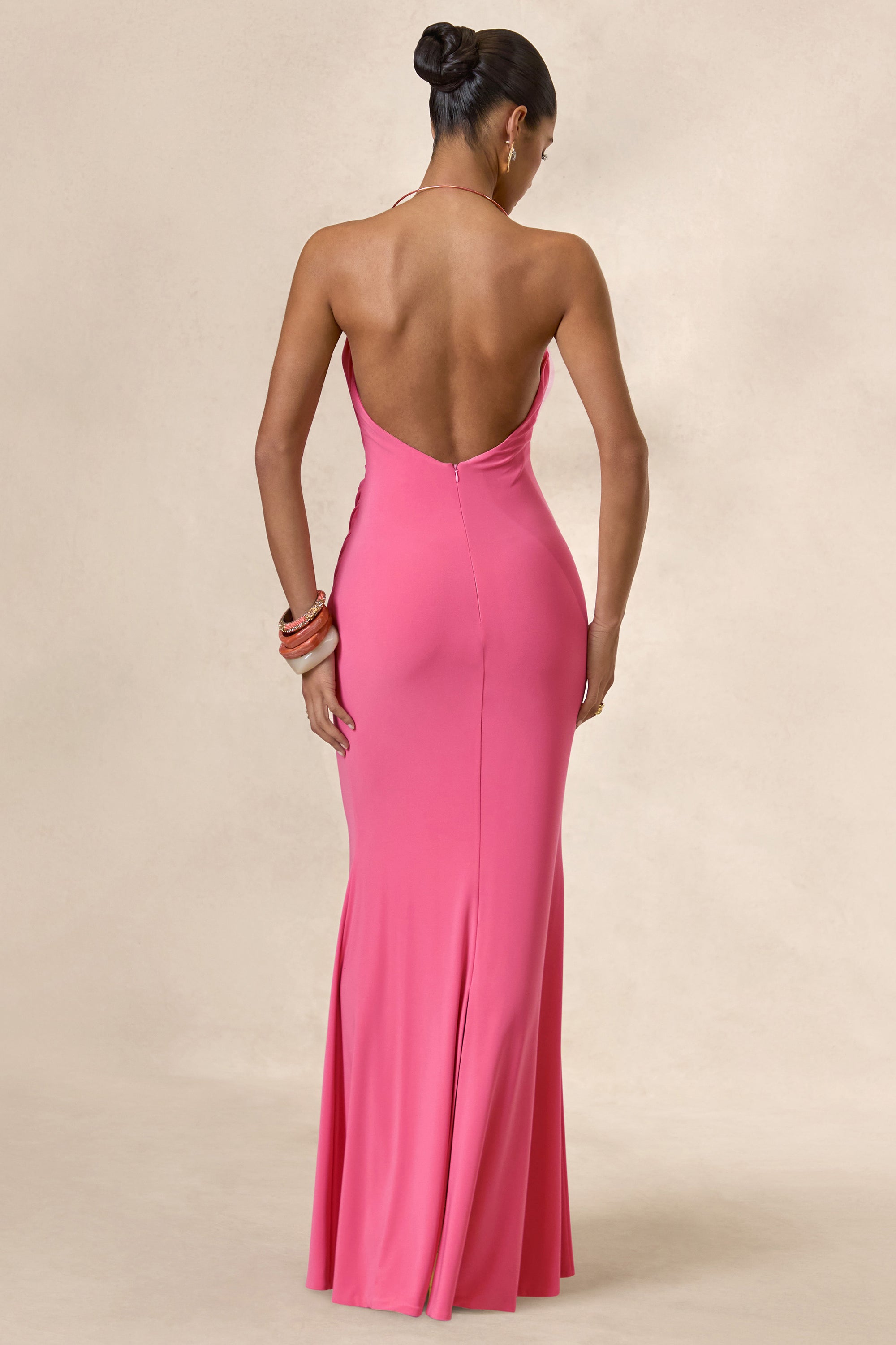 CL138697073 - Dinara _ Coral Halter-Neck Maxi Dress With Draped Detailing And Gold Detail5.jpg