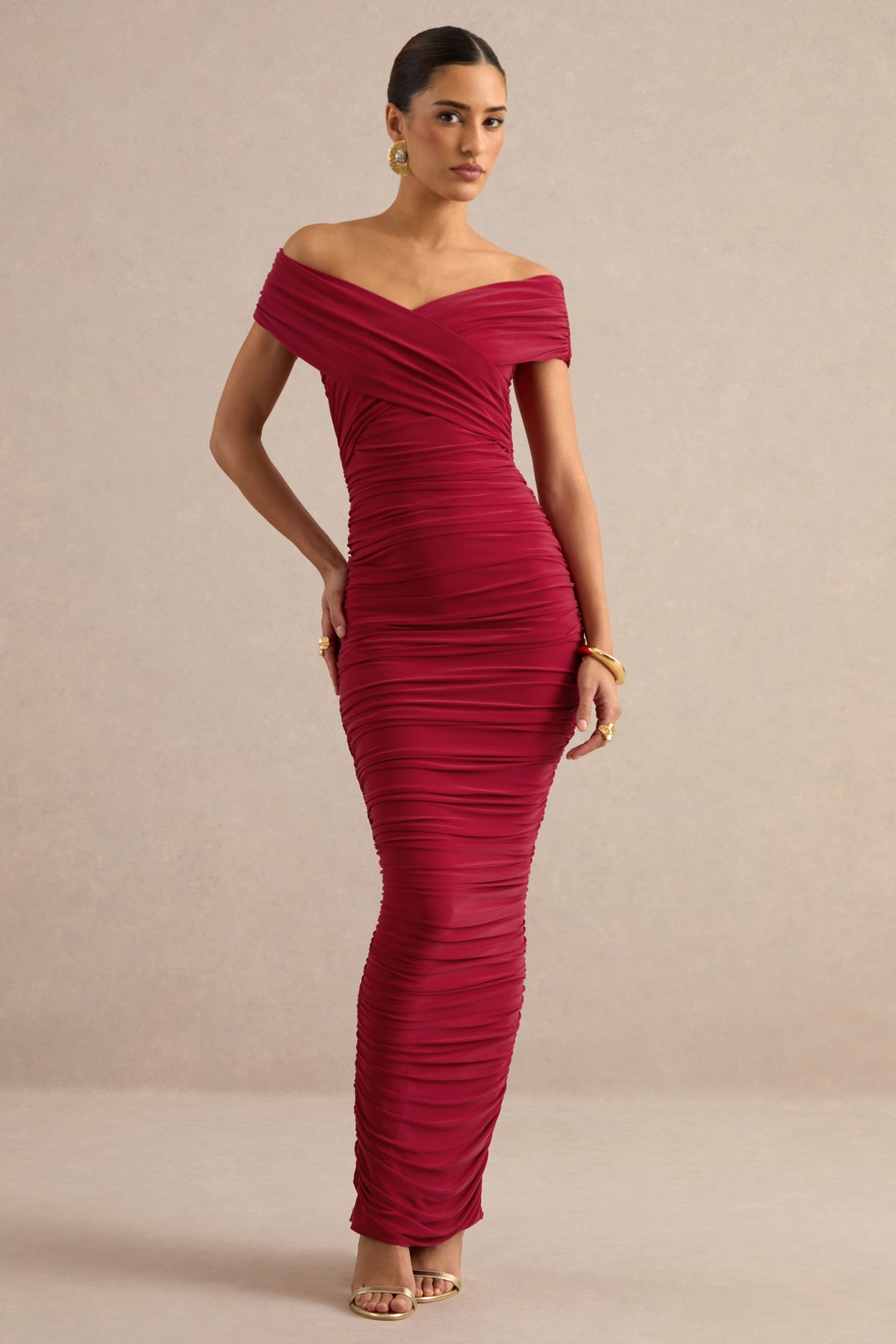 ECM_HR_CL138781100 - Evelora _ Red Wrapped Bardot-Neck Maxi Dress With Ruched Detailing 0.jpg