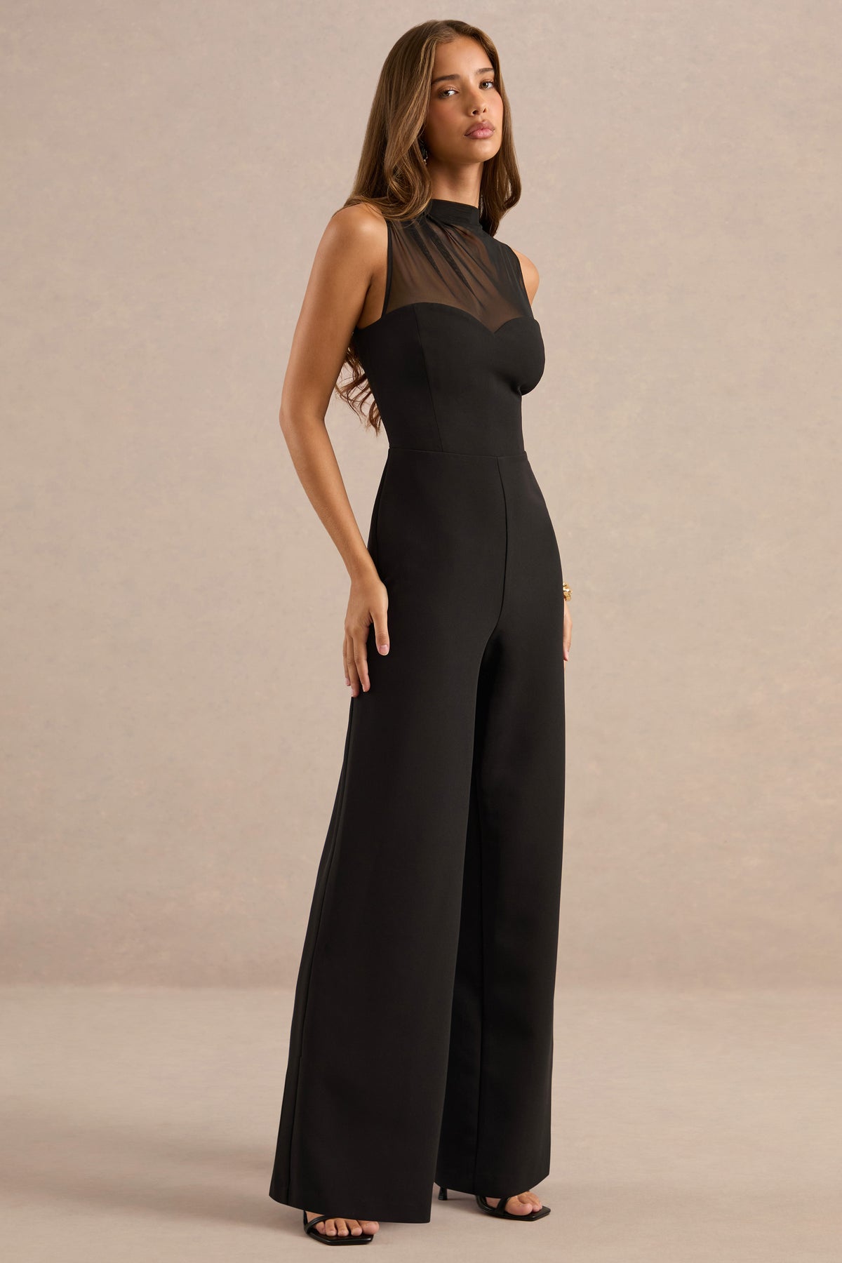 ECM_HR_CL138791001 -Neriah Black High-Neck Jumpsuit With Sheer Detail And Draped Detailing2.jpg