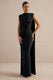 ECM_HR_CL138796001 - Hanina | Black Round-Neck Maxi Dress With Draped Detailing And Cape Sleeves 0.jpg