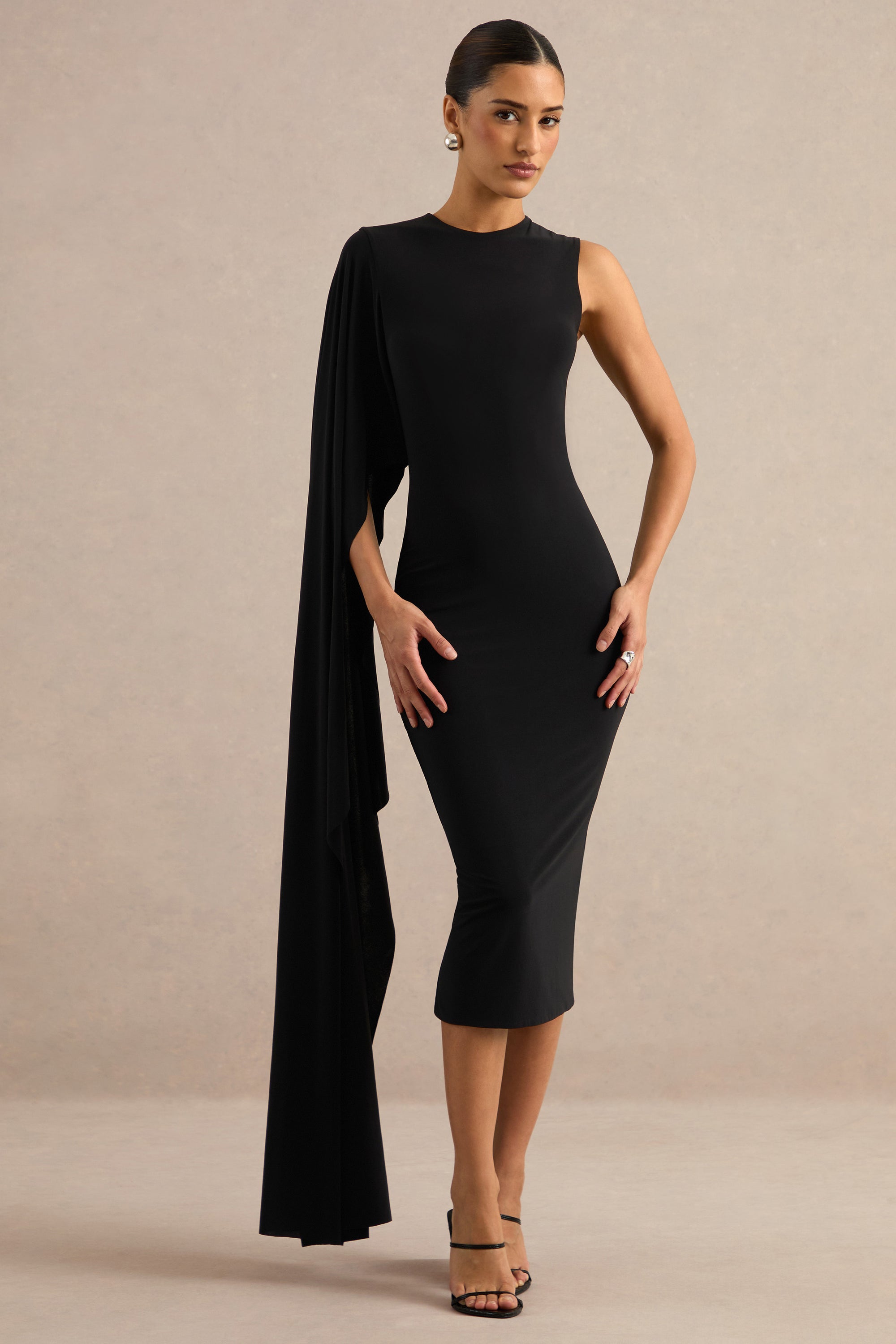 ECM_HR_CL138800001 - Ilarie _ Black Round-Neck Midi Dress With Cape Sleeve 2.jpg