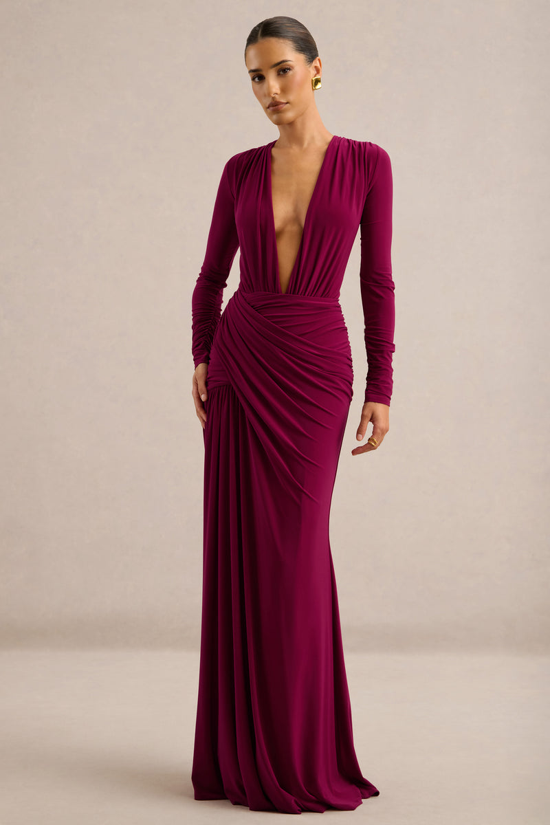 ECM_HR_CL138821102 - Tahlina _ Burgundy Plunge-Neck Maxi Dress2.jpg