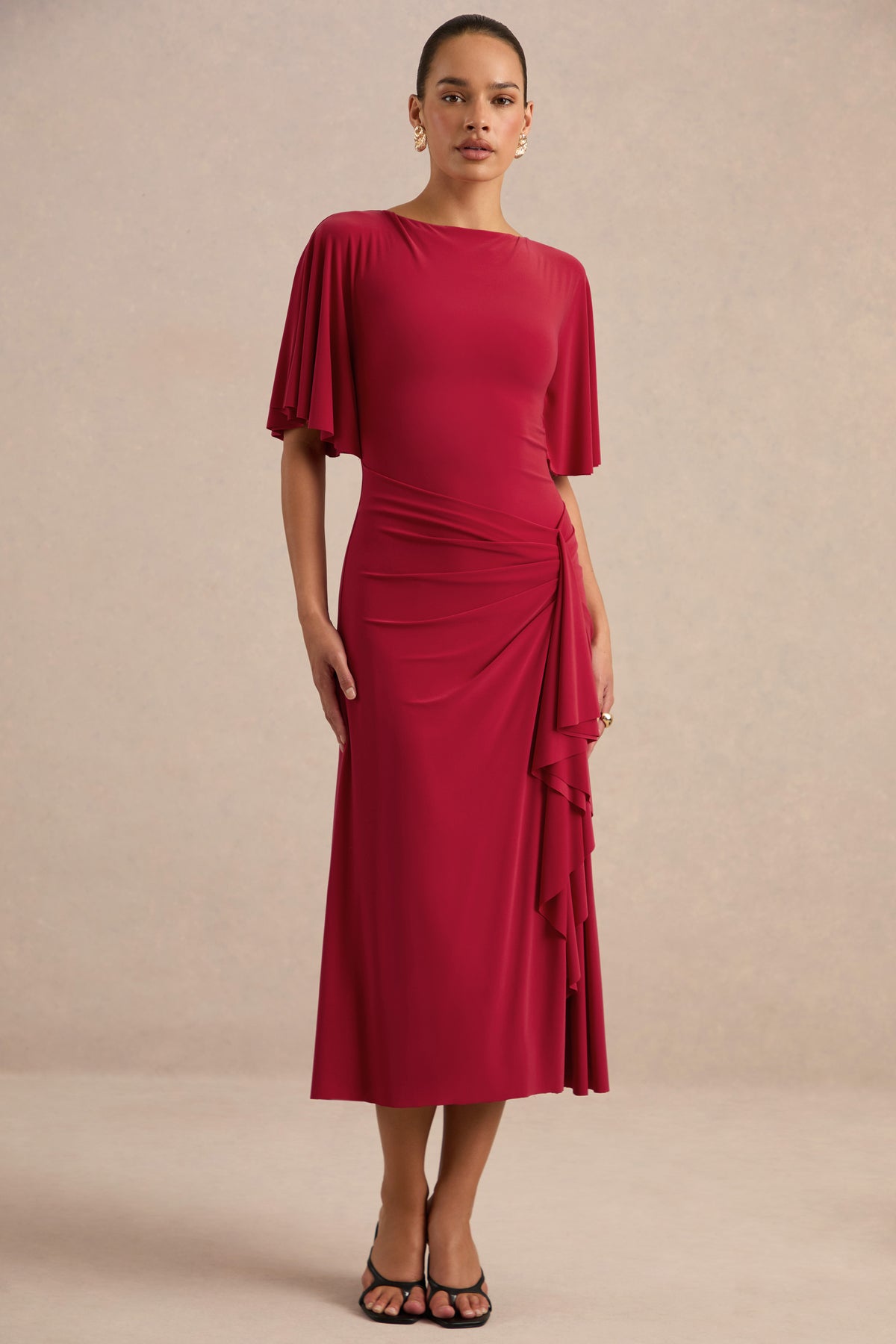 ECM_HR_CL138839100 - Elettra Red Cape Short Sleeve Boat Neck Maxi Dress1.jpg