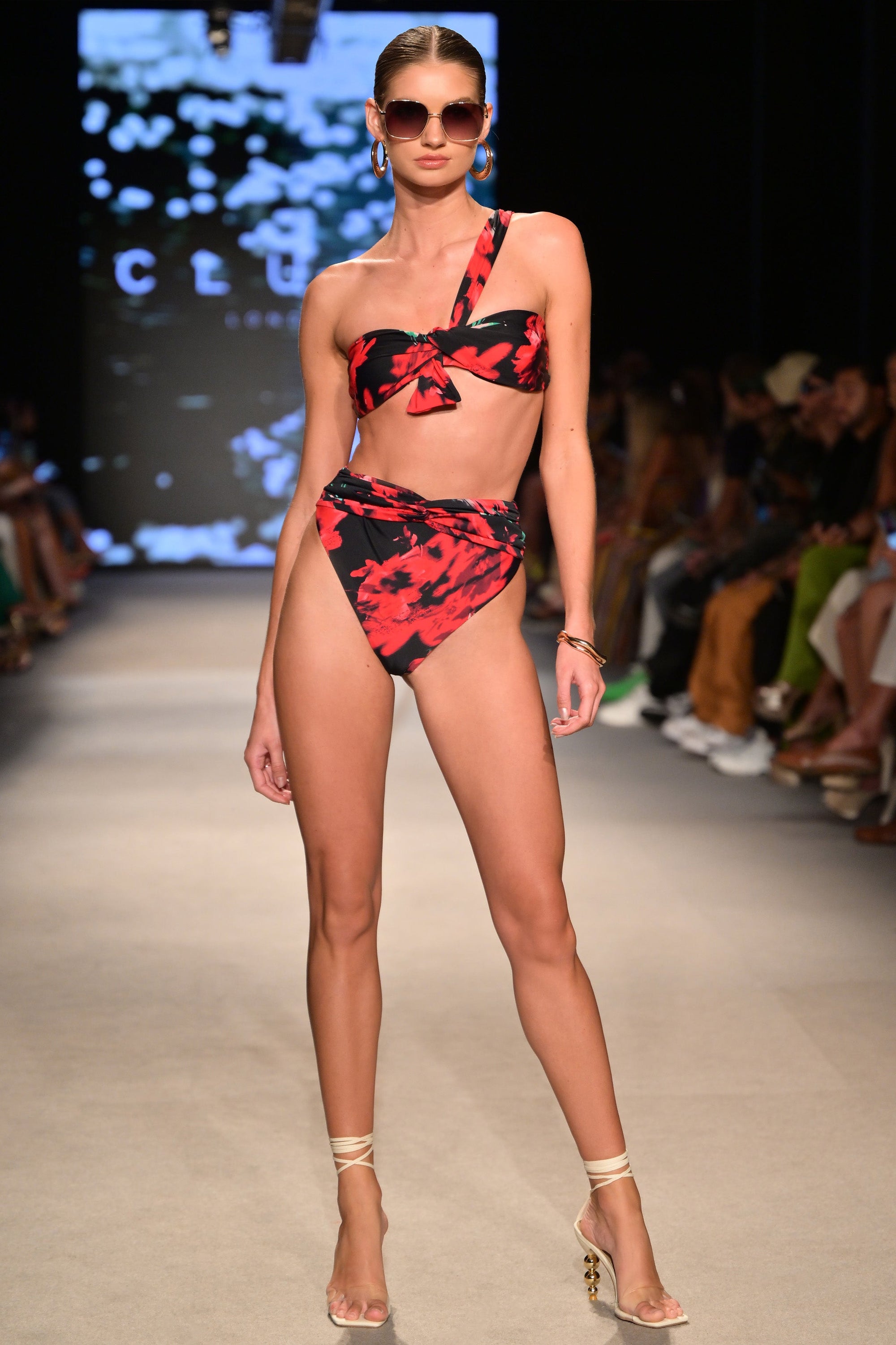 High Tide | Multi Print High Waisted Twist Front Bikini Bottoms - Club L London - USA