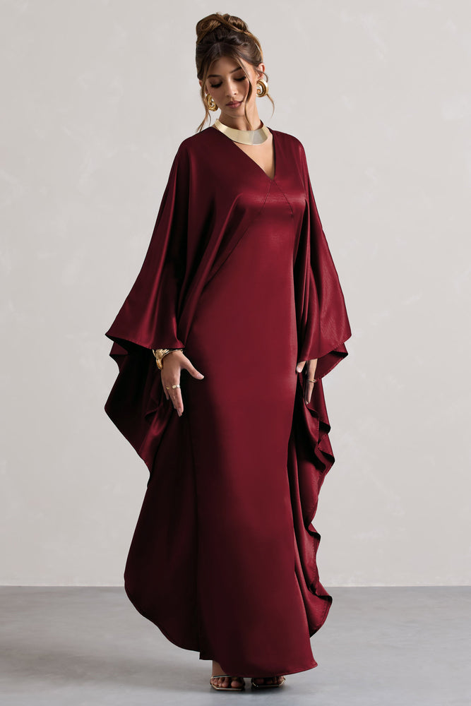 L'Or ロル Cache-coeur Satin Dress　BLK Black Satin Cowl Maxi Dress - Asymmetrical Dress - Cowl