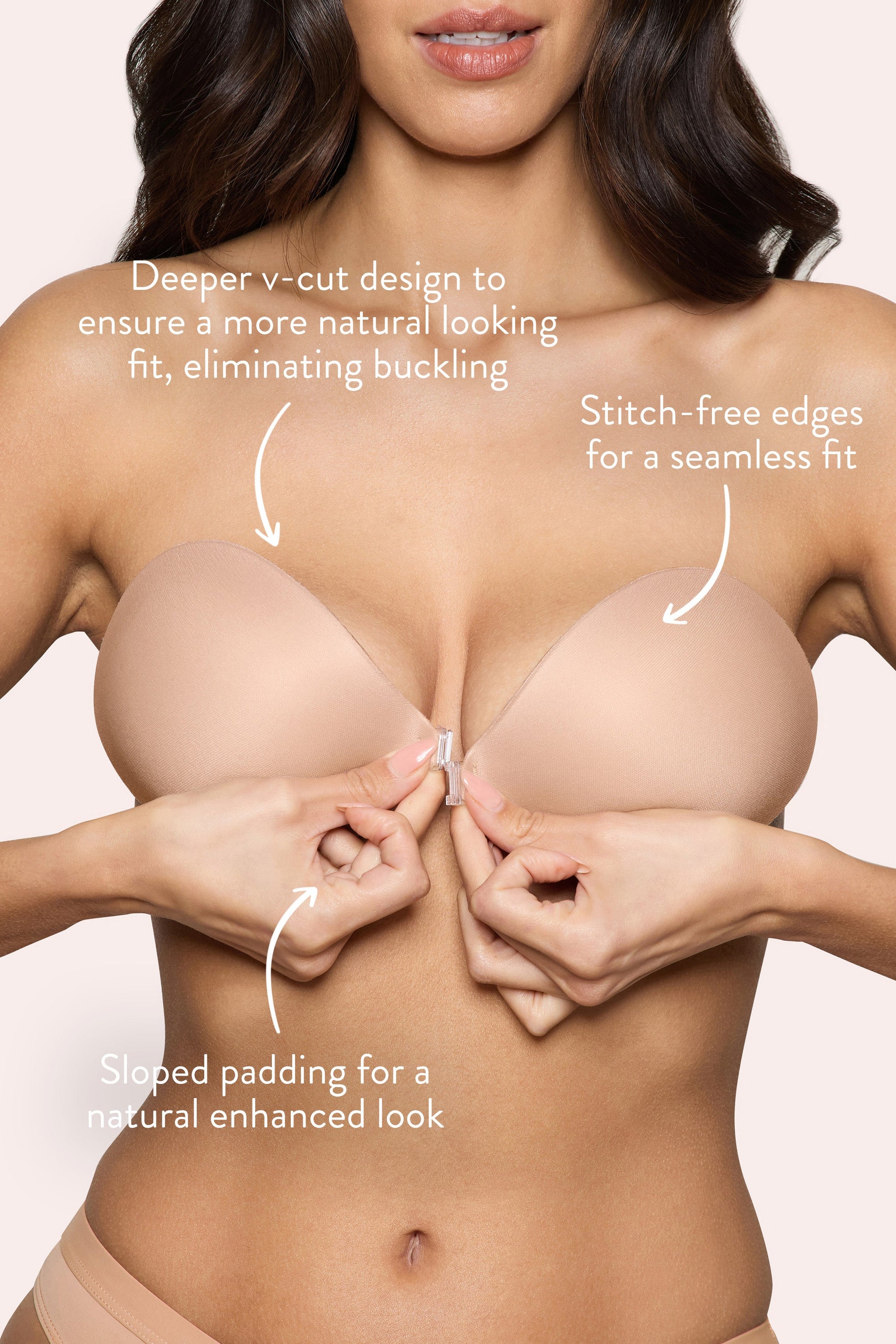 Magic Sticky Bra | Boomba Beige Padded Sticky Bra - Club L London - USA