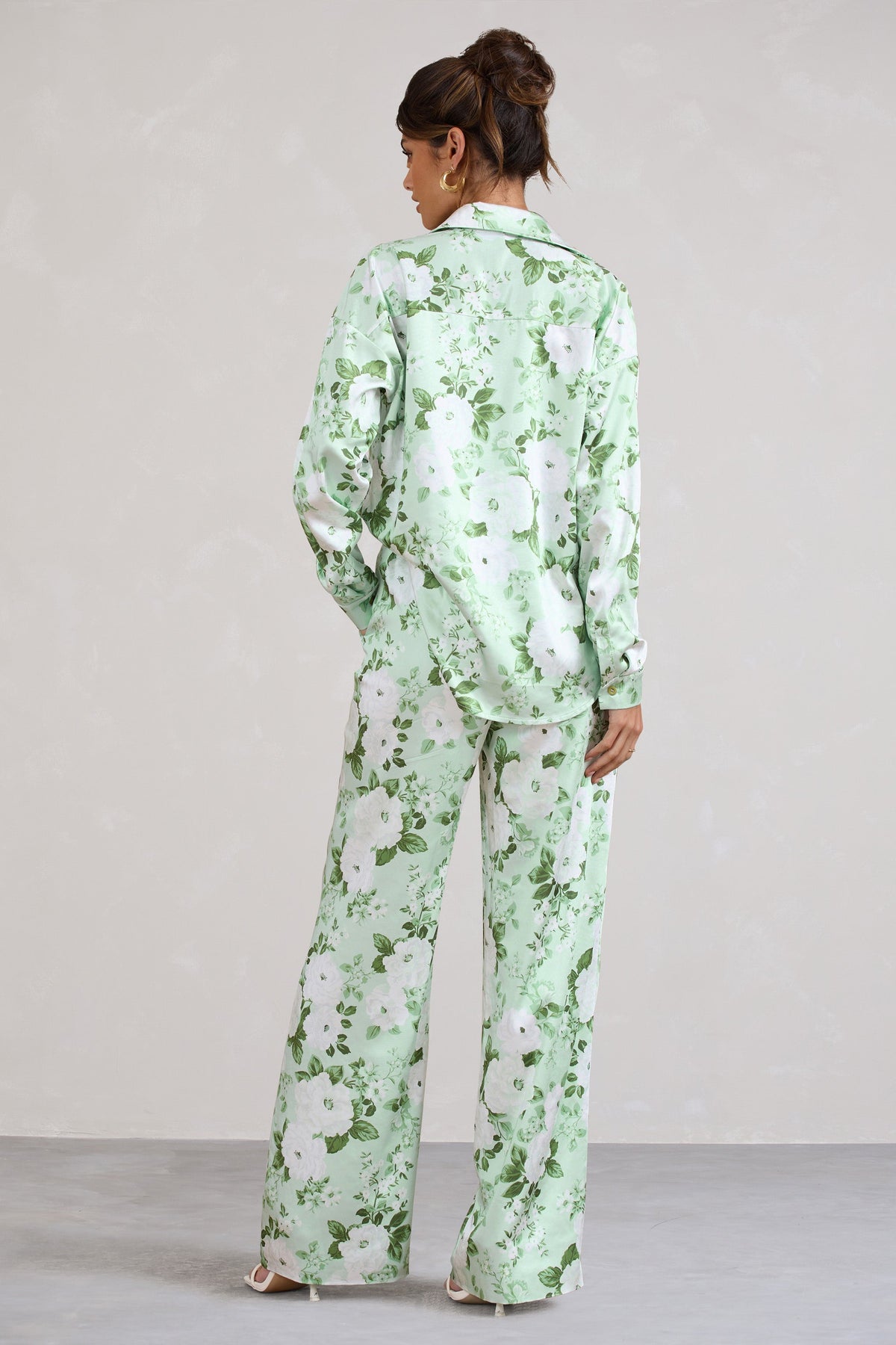 Green White Floral Pants