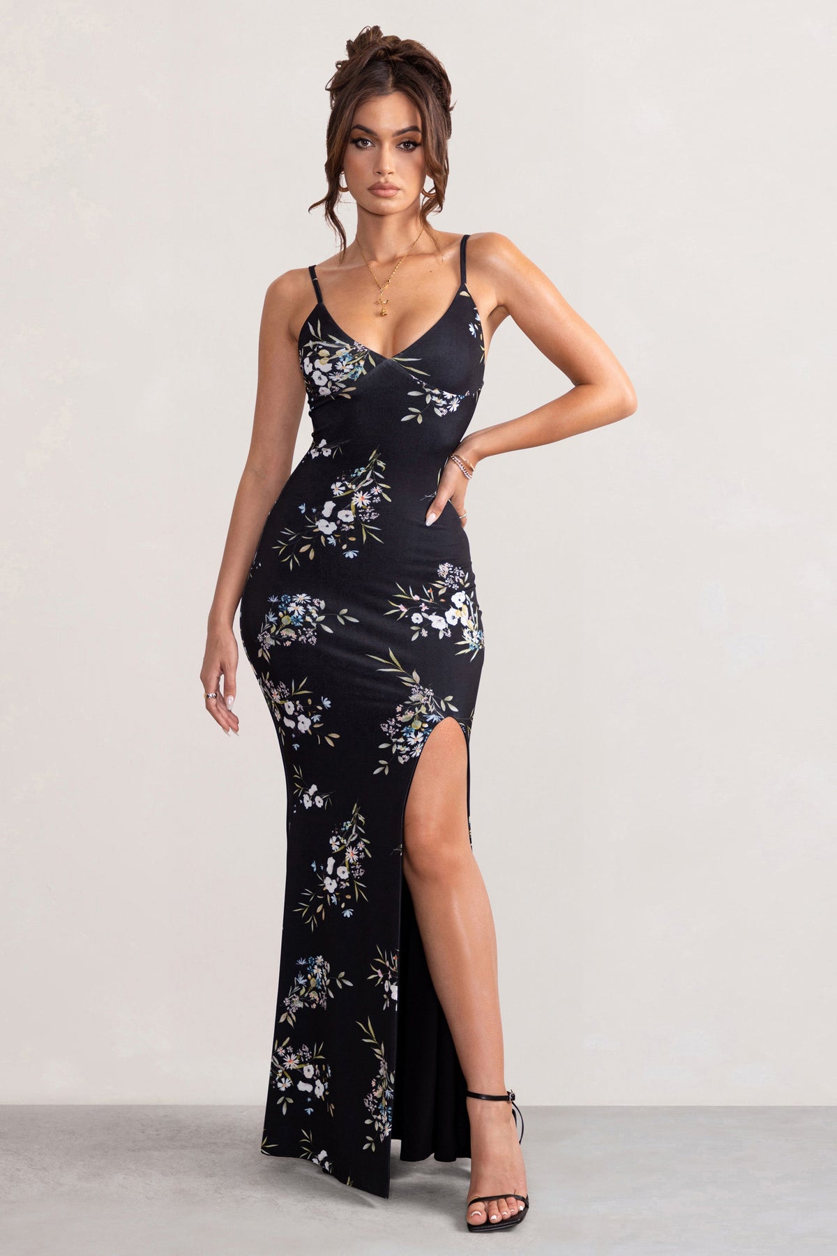 Floral Black Maxi Gown for Women - Evilato Online Shopping