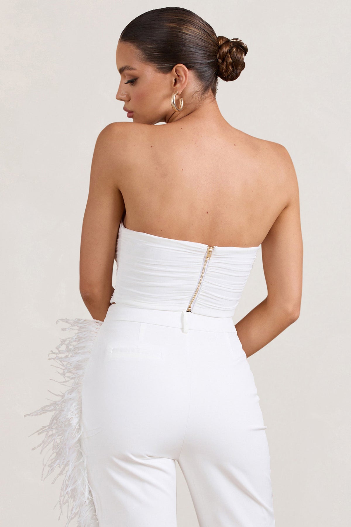 Obsessed White Bandeau Mesh Corset Style Crop Top – Club L London