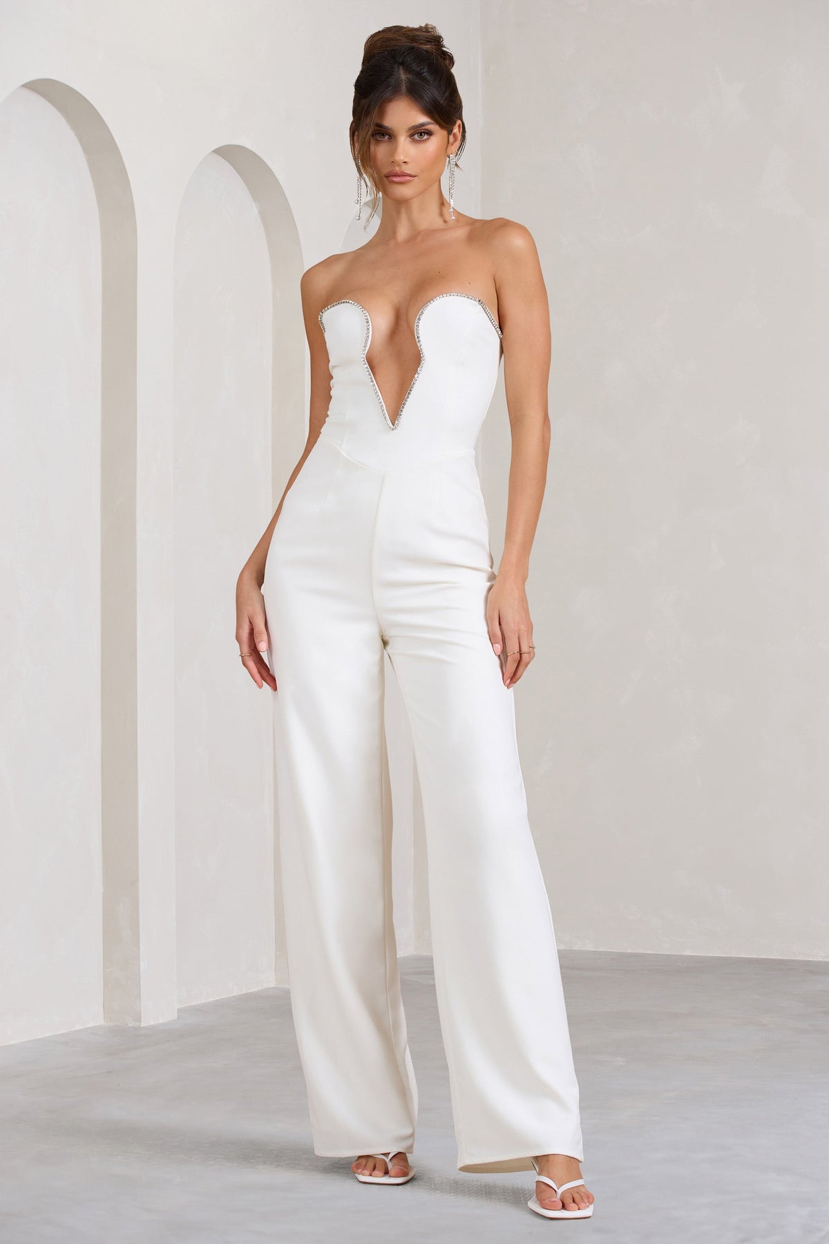 Time Will Tell White Off The Shoulder Wide Leg Jumpsuit – Club L London -  USA