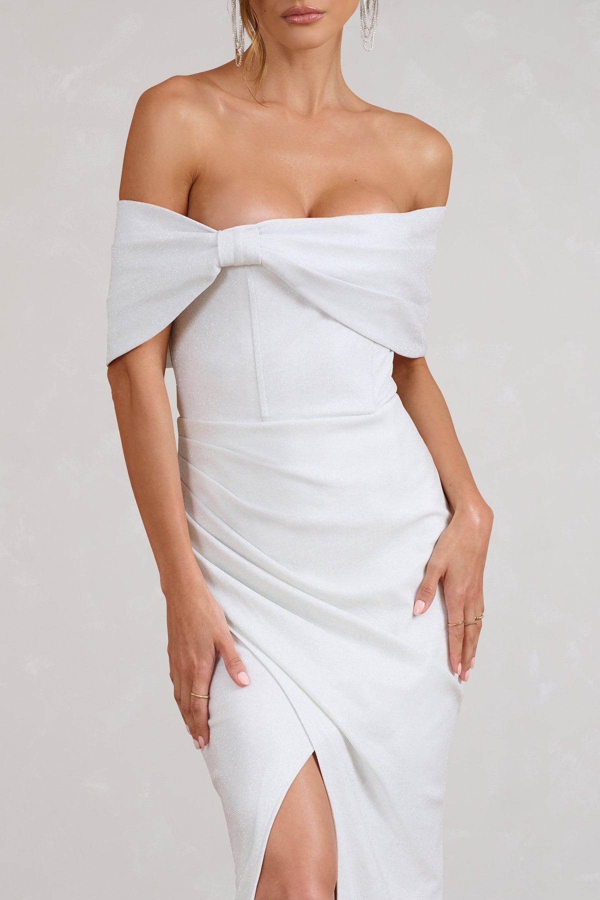 White bardot wrap dress Clearance