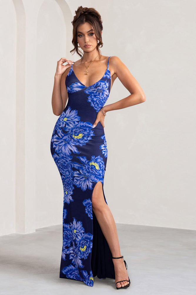 Floral plunge maxi dress shops